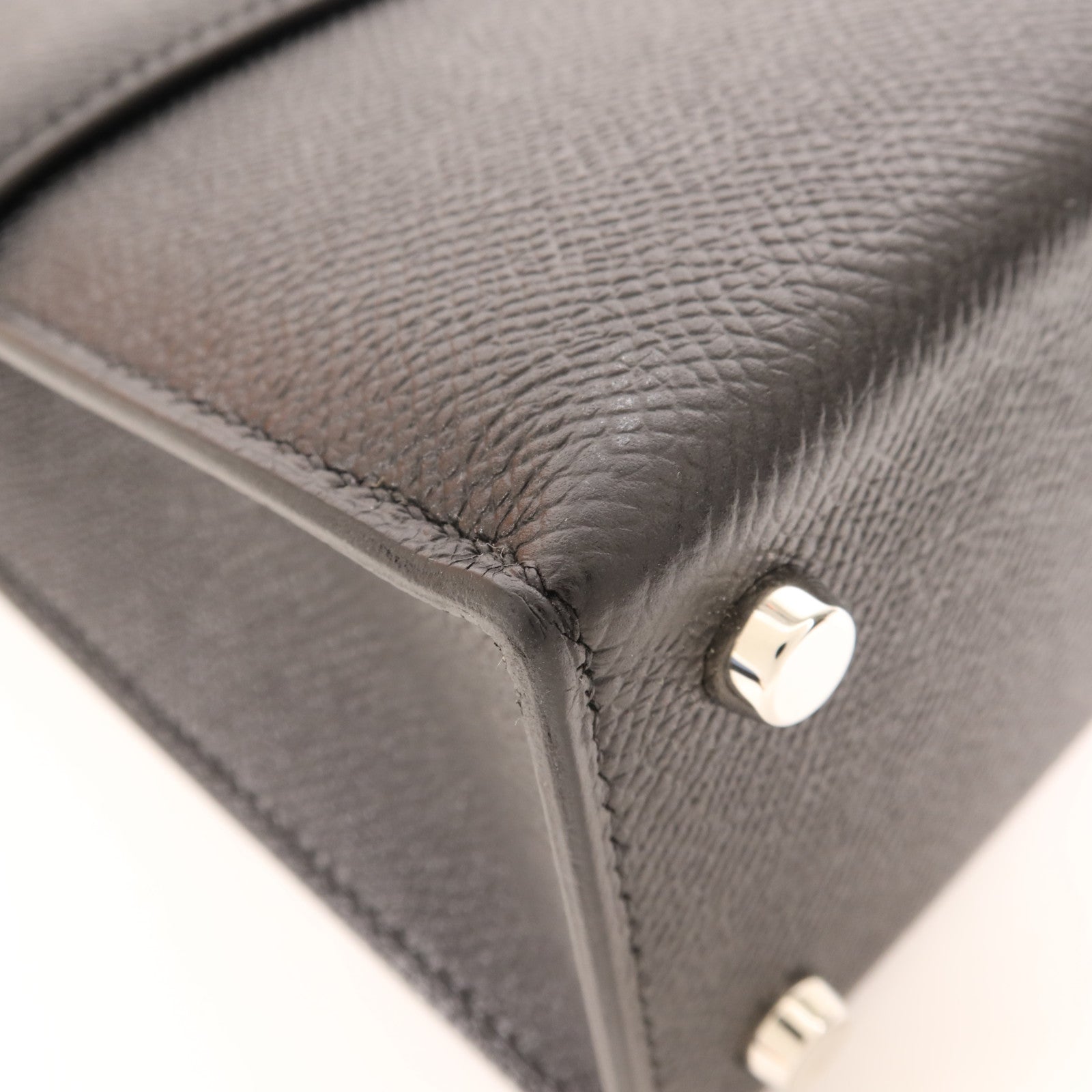 HERMES Epsom皮革Verrou 23銀扣肩背袋Noir