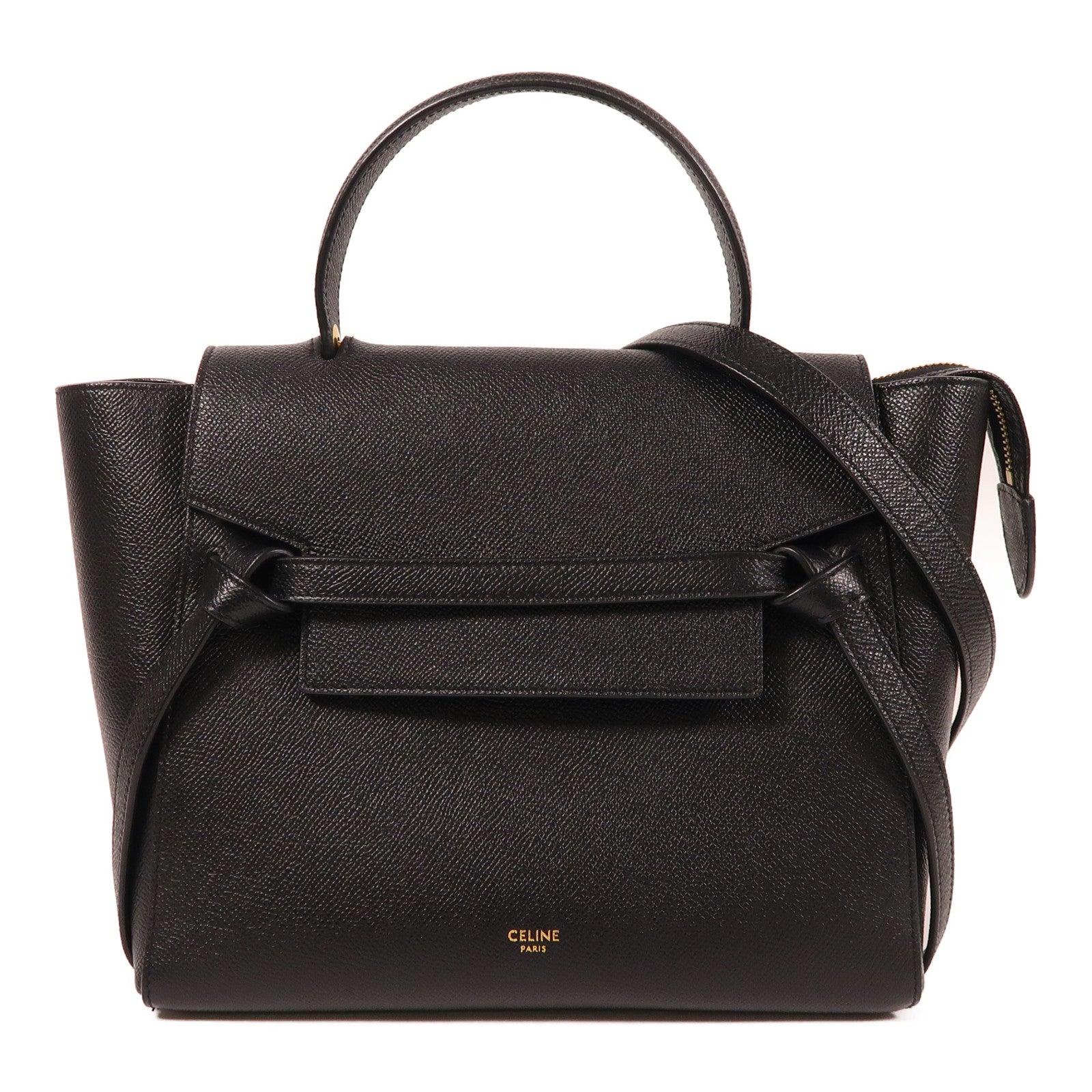 CELINE 牛皮皮革Micro Belt Bag金扣手挽肩背兩用袋黑色