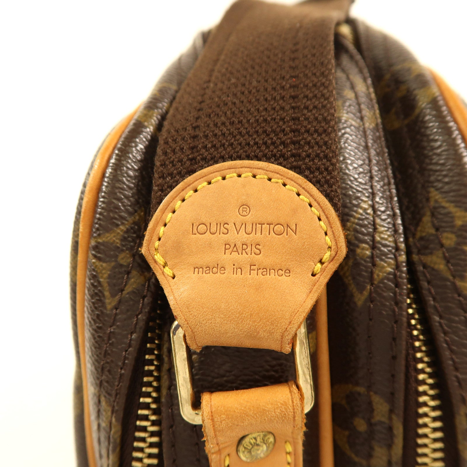 LOUIS VUITTON Monogram Reporter PM金扣肩背袋棕色