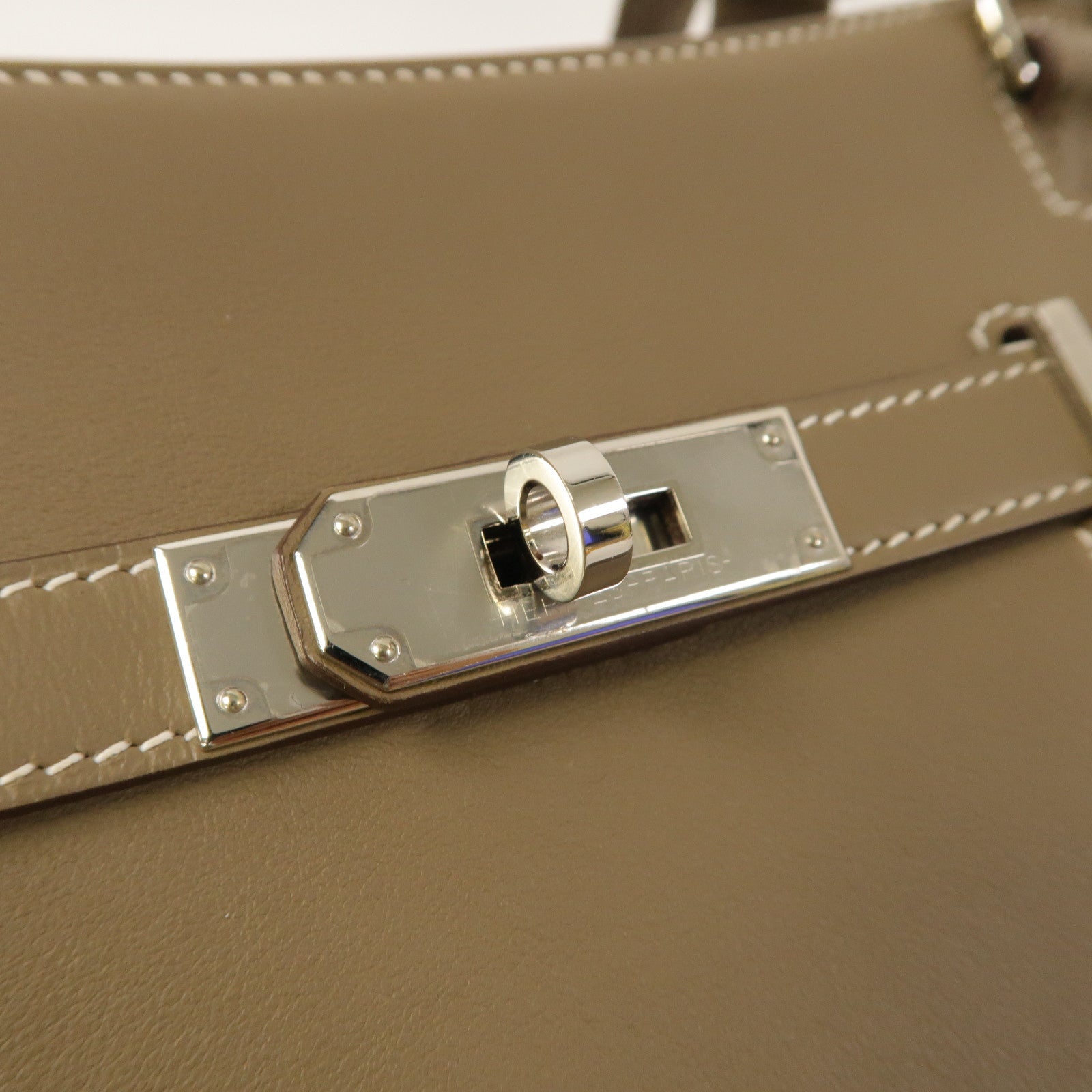 HERMES Swift皮革Mini Jypsiere銀扣肩背袋大象灰色