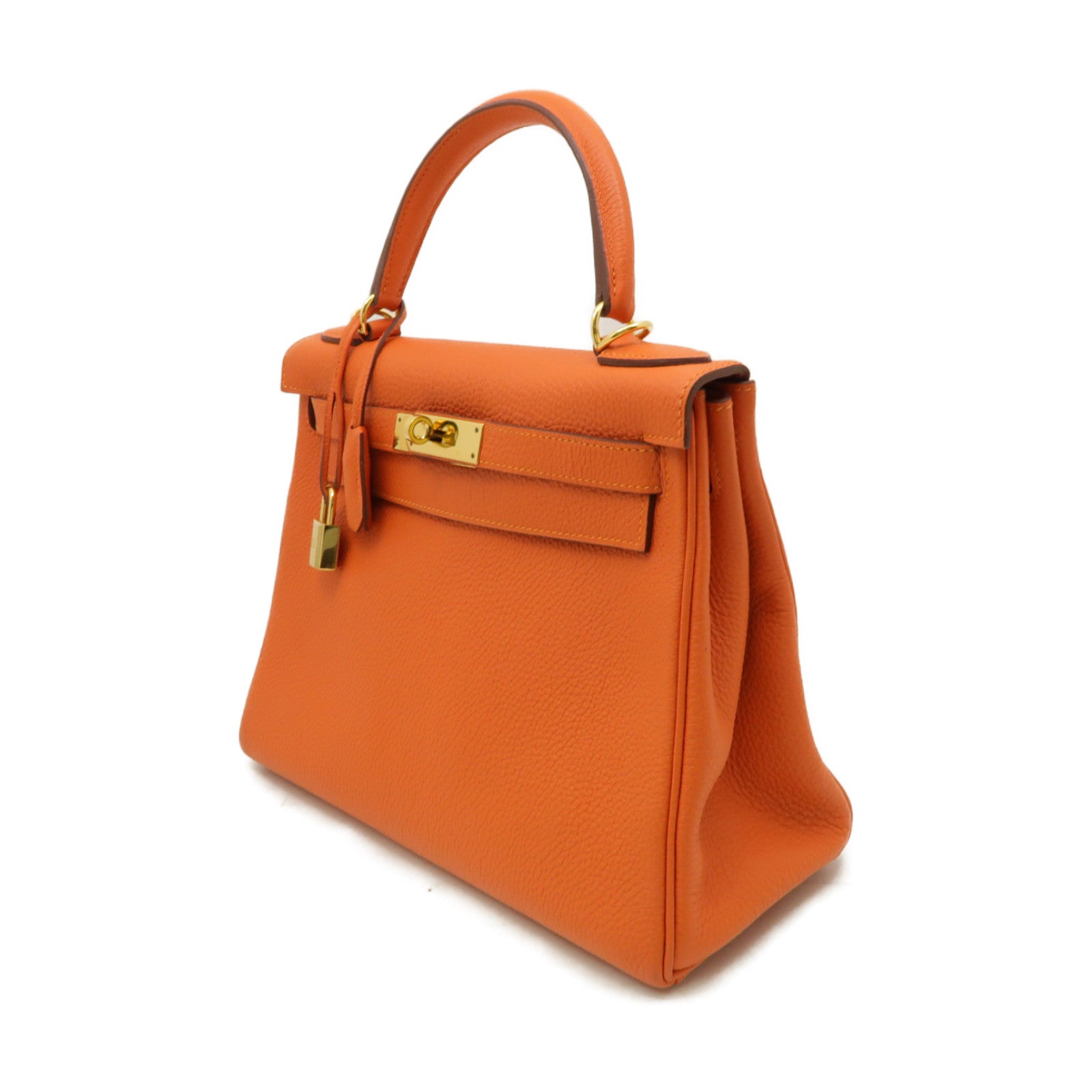 HERMES 【激減優惠】Togo皮革Kelly 28金扣手挽肩背兩用袋Feu火焰橘色