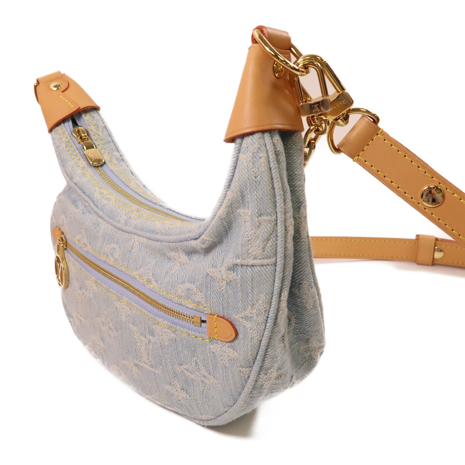 LOUIS VUITTON LV GHW Denim Loop Shoulder Bag M24846 Denim Blue