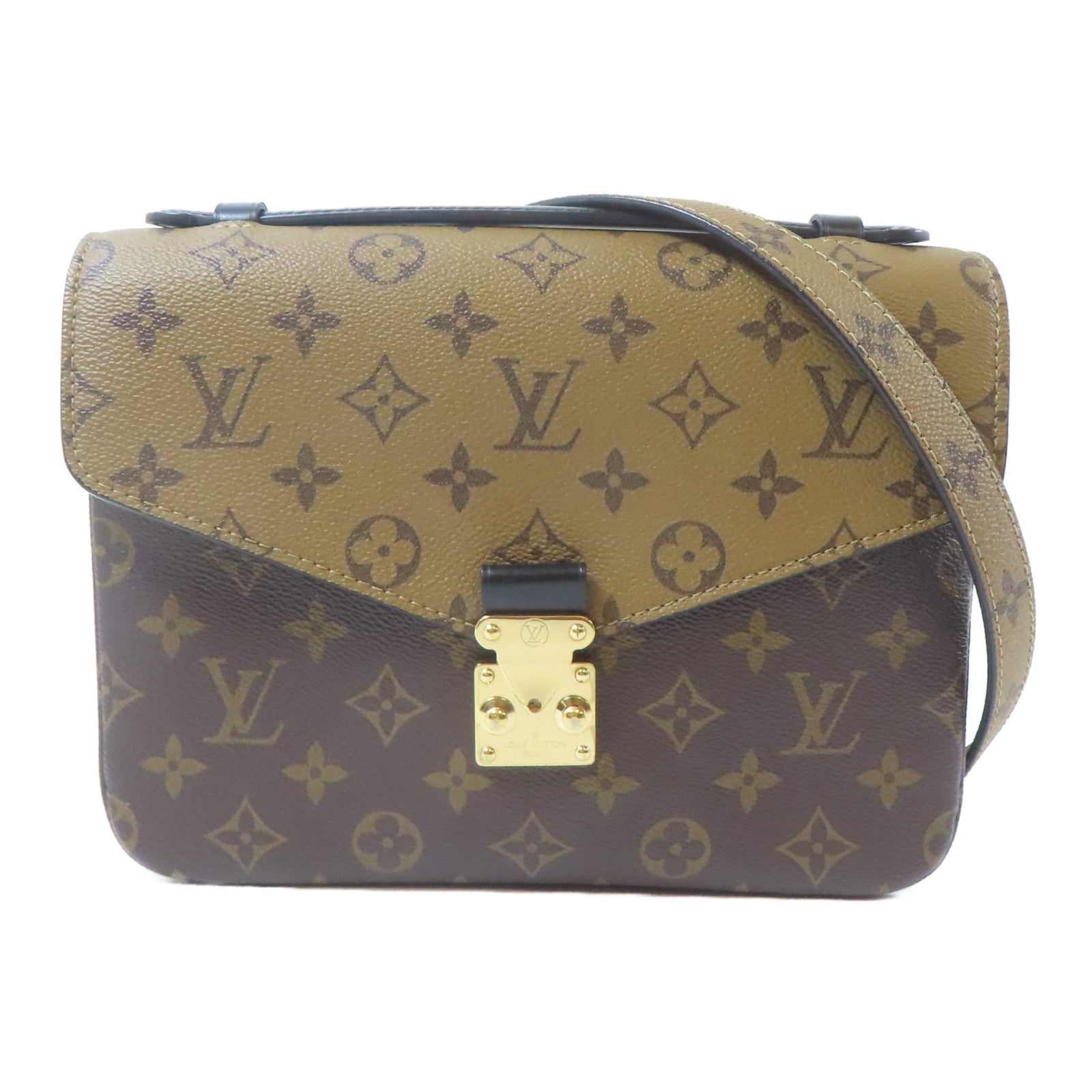 LOUIS VUITTON 【激減優惠】Monogram Reverse Pochette Métis金扣手挽肩背兩用袋啡色