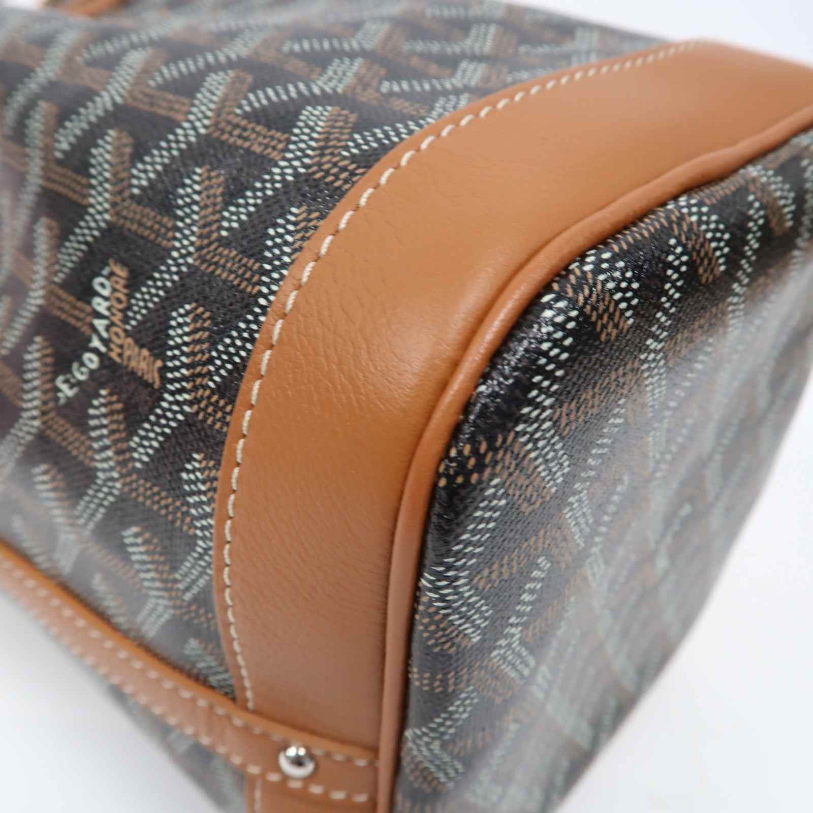GOYARD 塗層帆布Petit Flot Bucket銀扣肩背袋黑色/啡色