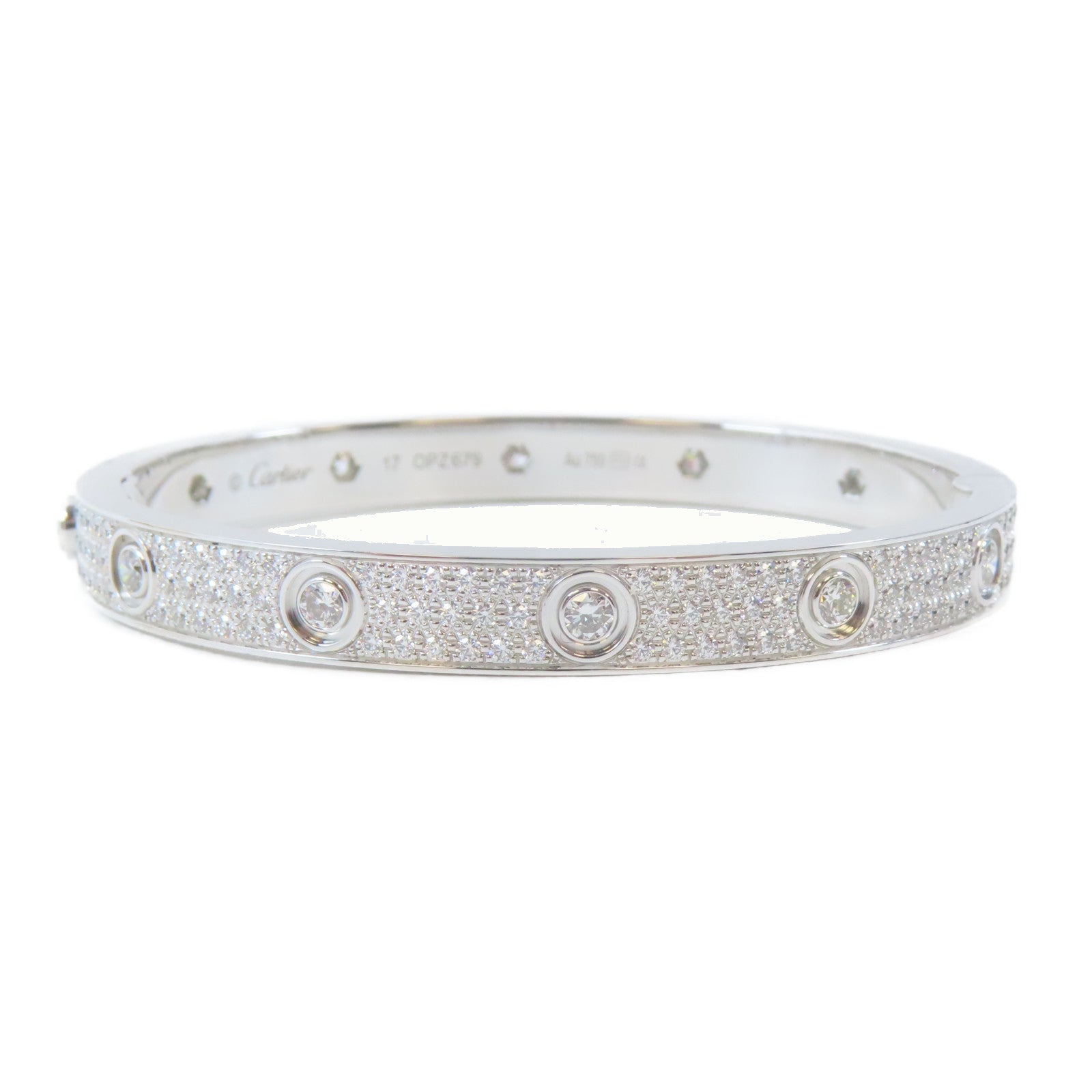 CARTIER 【激減優惠】18K白金Love Bracelet鑽石手鐲Cartier#17/#16.25cm