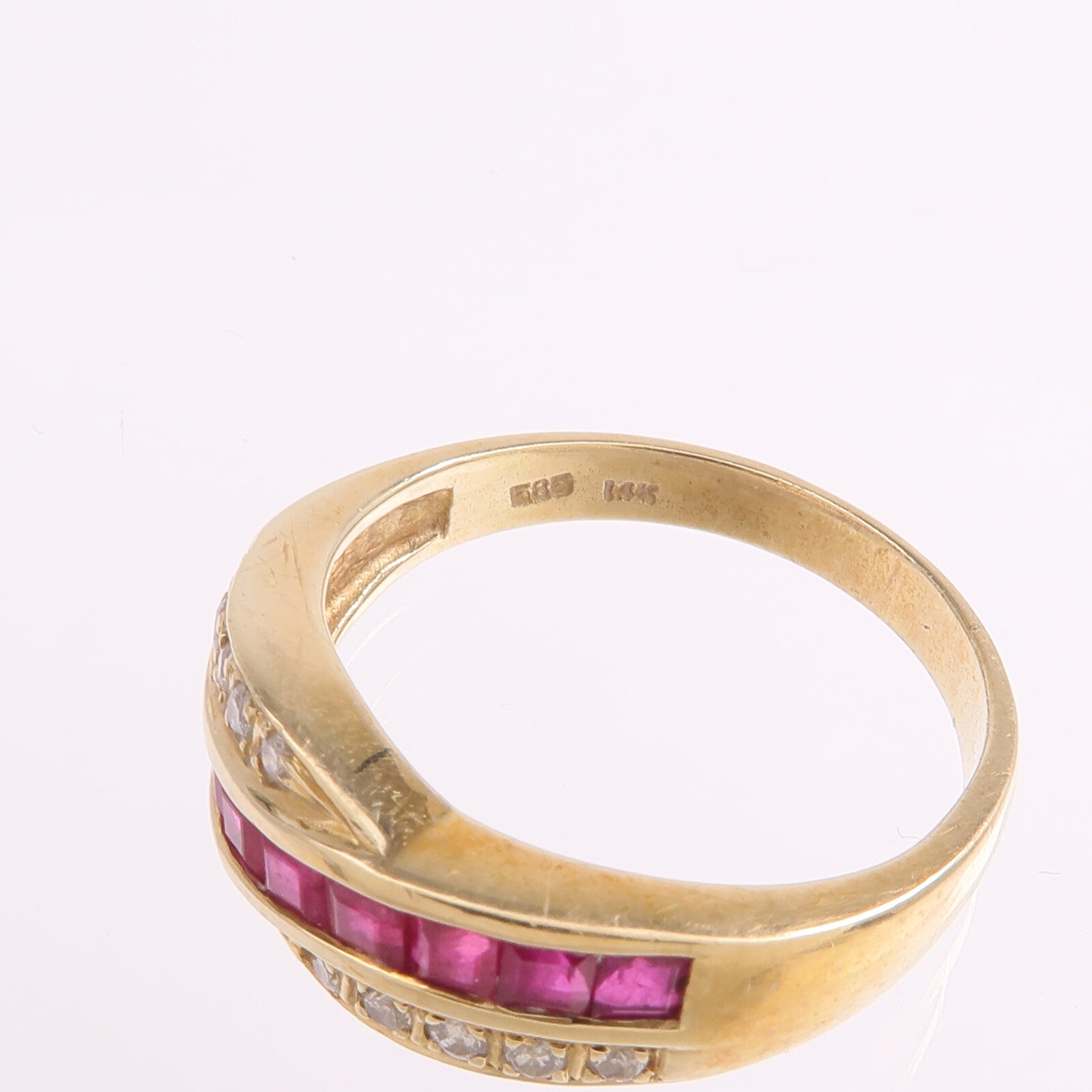 JEWELRY 14K黃金Ruby Diamond Ring紅寶石/鑽石戒指US#6.25