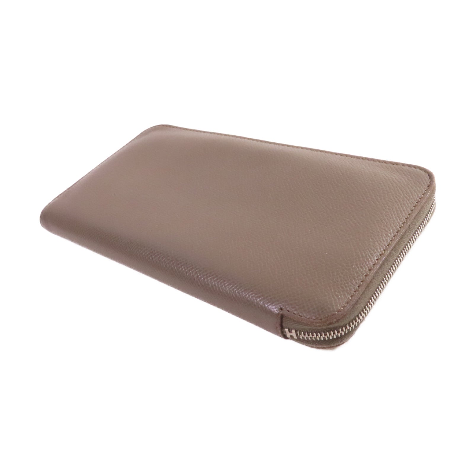 HERMES 【激減優惠】Epsom皮革Azap Classic Zipper Long Wallet銀扣拉鏈長錢包灰色