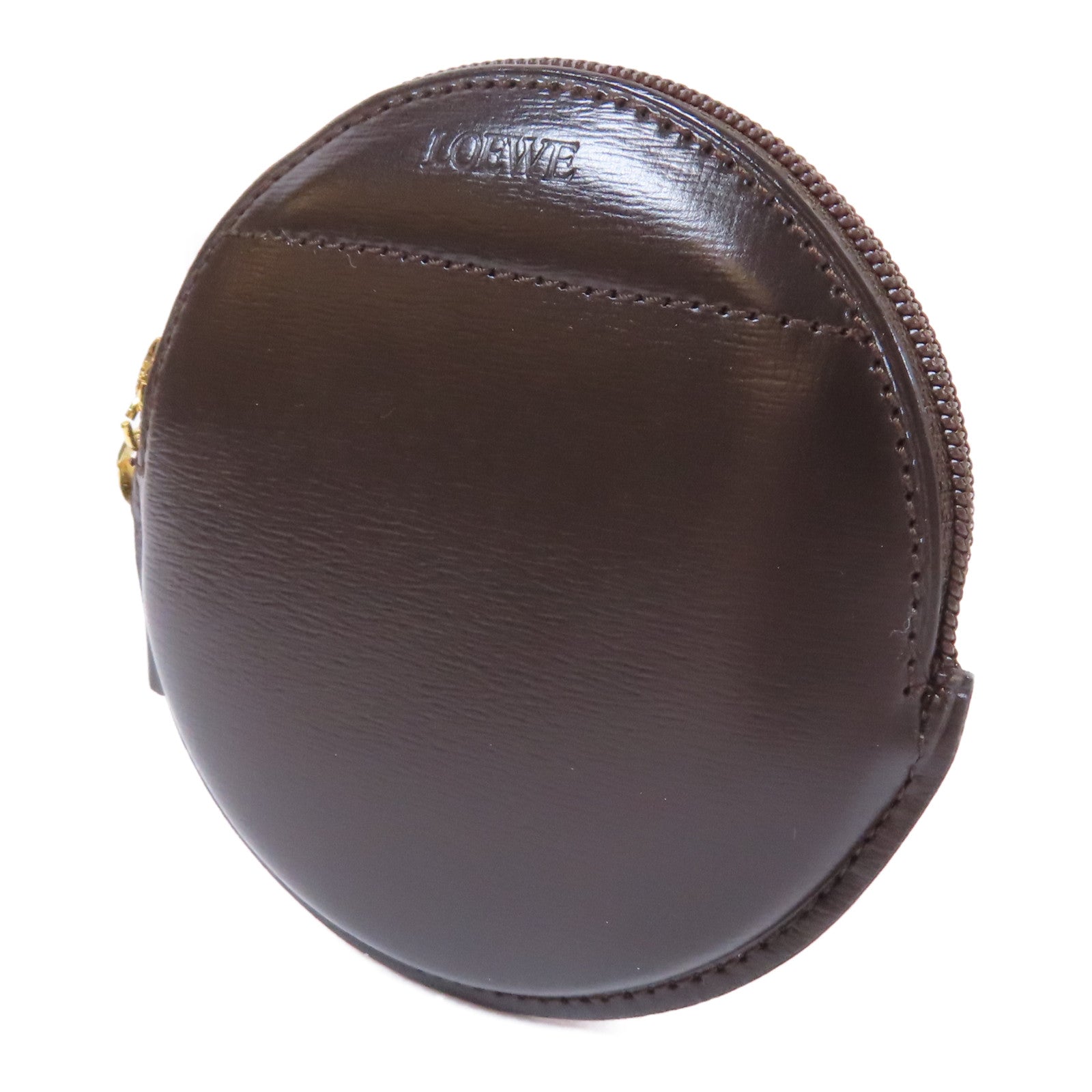 LOEWE 牛皮皮革Coin Case金扣零錢包啡色