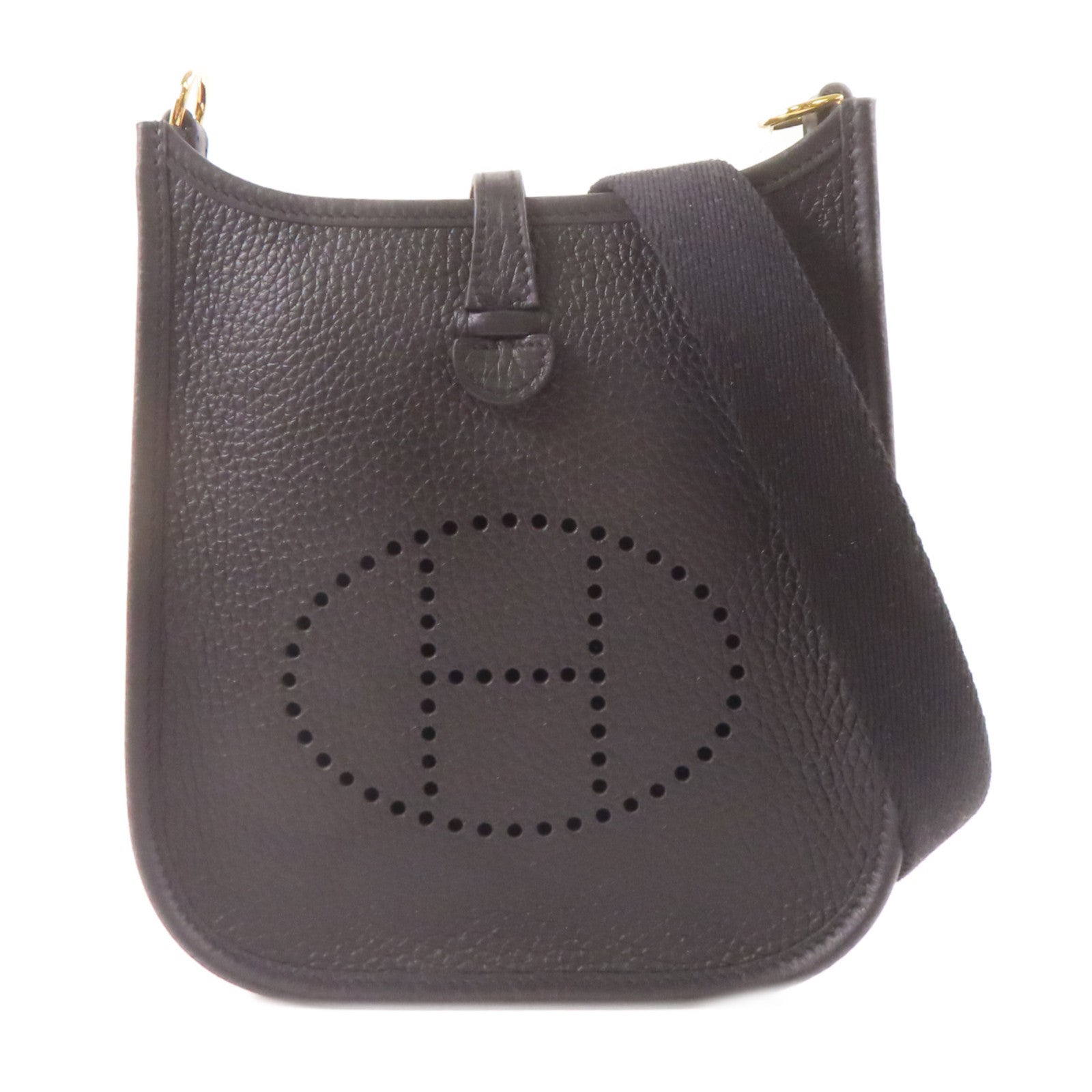 HERMES 【激減優惠】皮革Evelyne TPM金扣肩背袋黑色