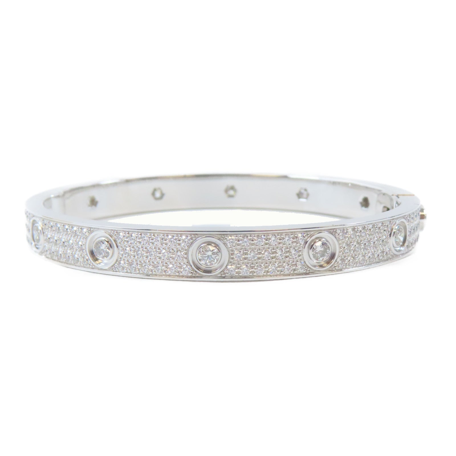 CARTIER 【激減優惠】18K白金Love Bracelet鑽石手鐲Cartier#17/#16.25cm