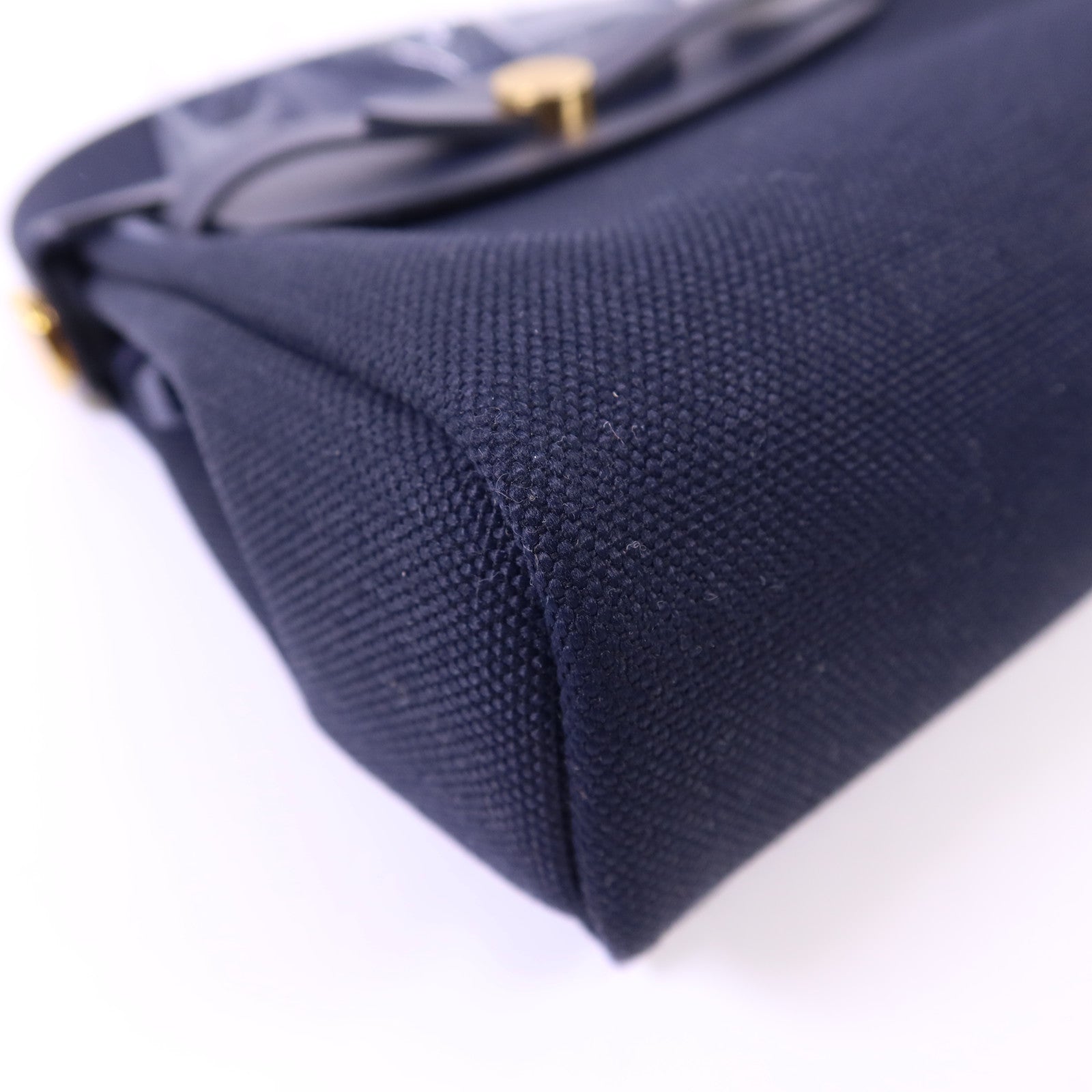 HERMES Toile H帆布Mini Herbag金扣肩背袋Bleu Indigo