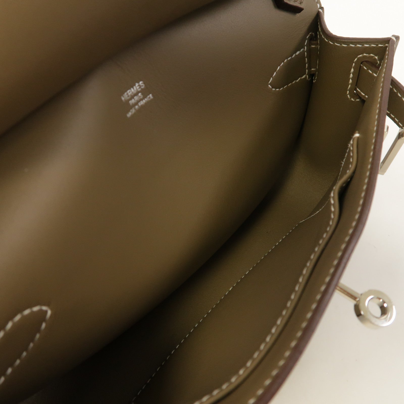 HERMES Swift皮革Mini Jypsiere銀扣肩背袋大象灰色