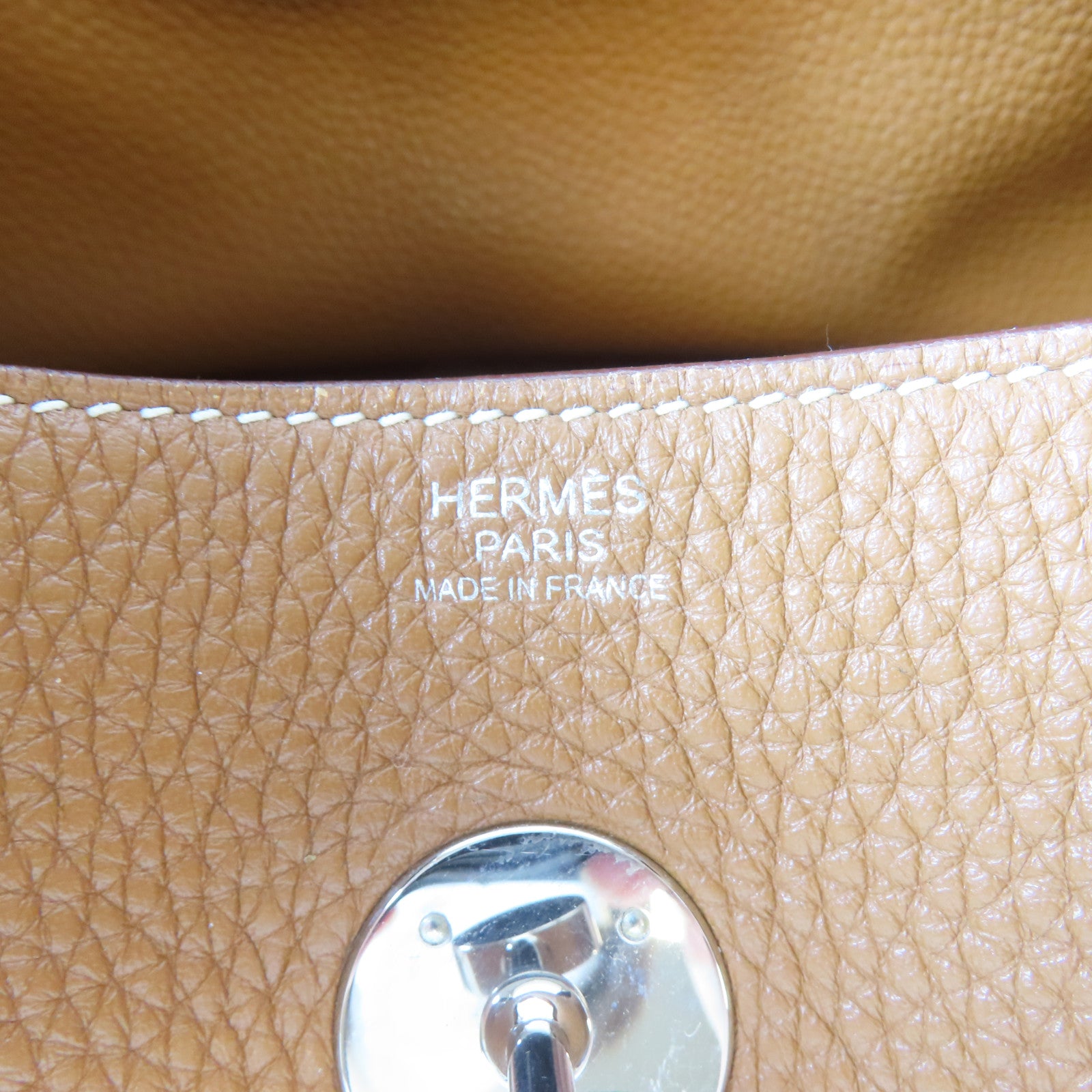 HERMES 【激減優惠】Togo皮革Lindy 30銀扣肩背袋啡色