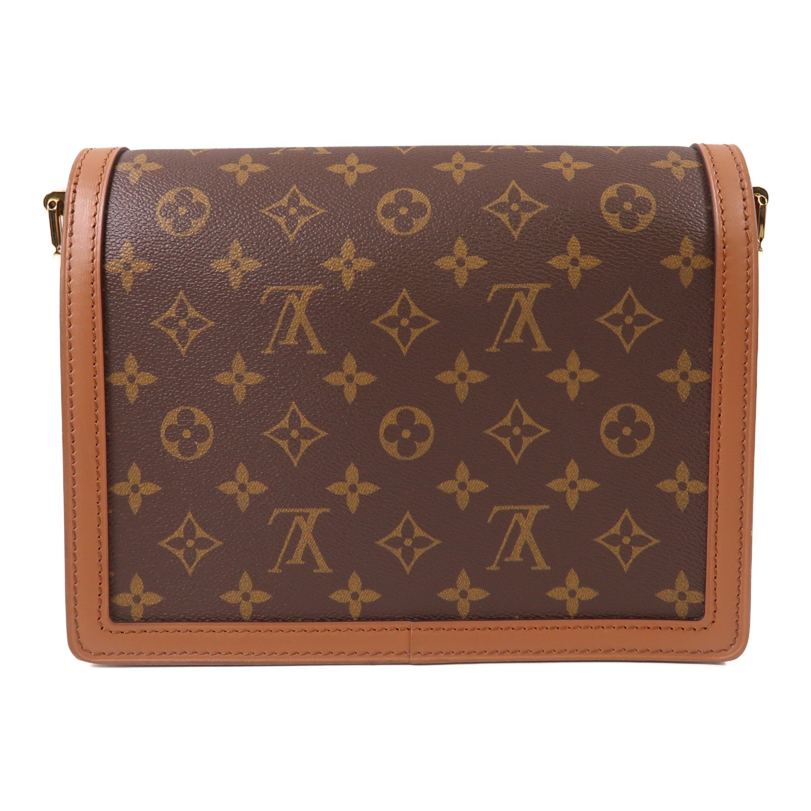 LOUIS VUITTON Monogram Reverse Dauphine MM金扣手挽肩背兩用袋棕色