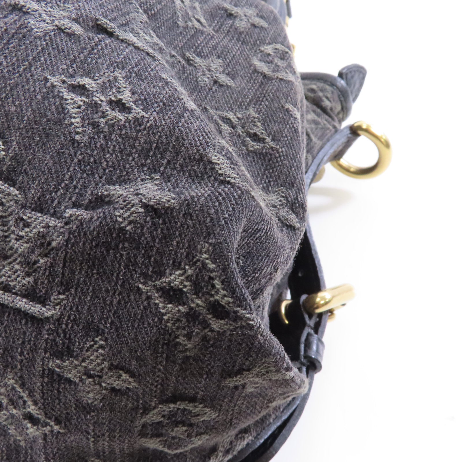 LOUIS VUITTON Monogram Denim Neo Cabby MM金扣手挽肩背兩用袋黑色