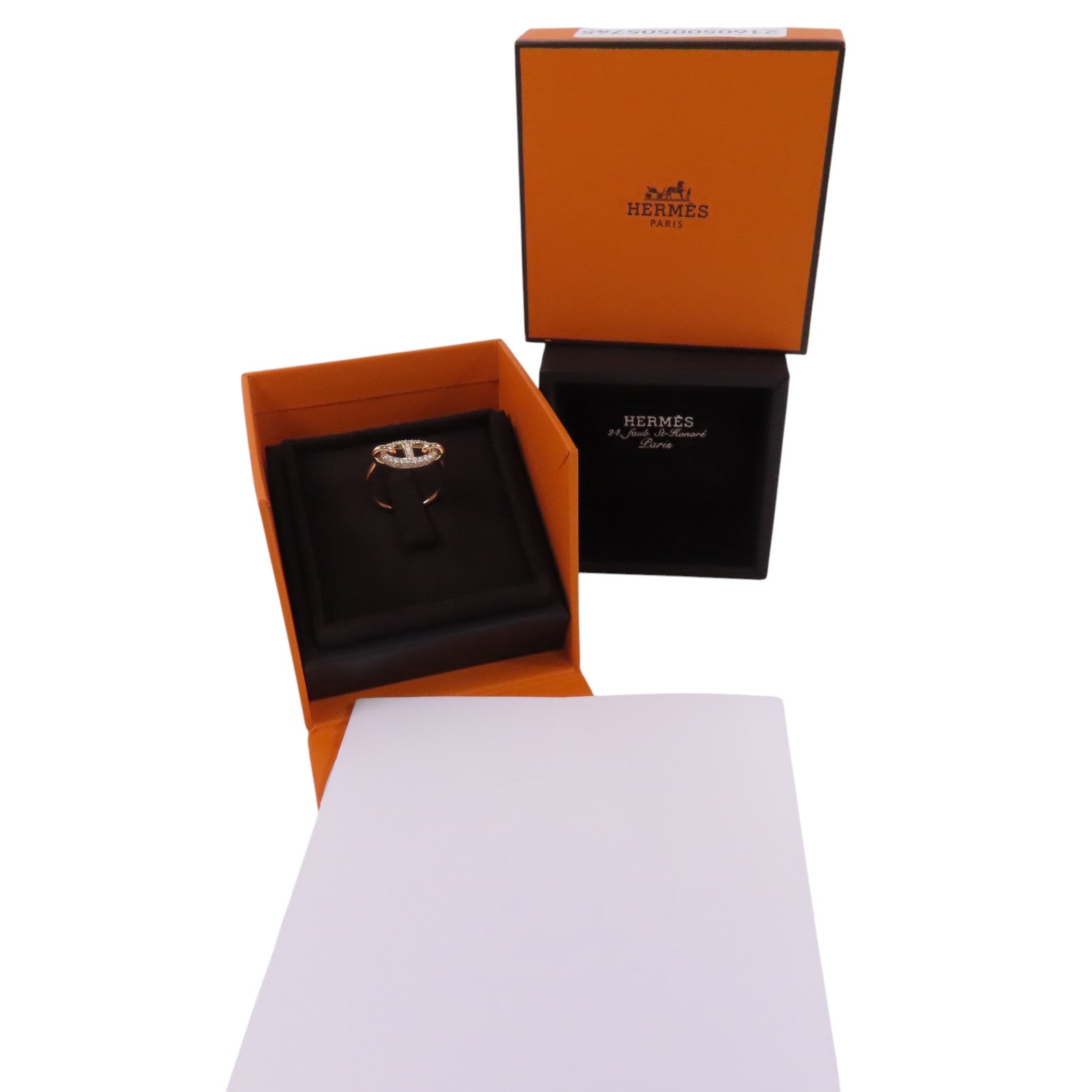 HERMES 18K玫瑰金Farandole Diamond Ring鑽石戒指#54/US#6.75