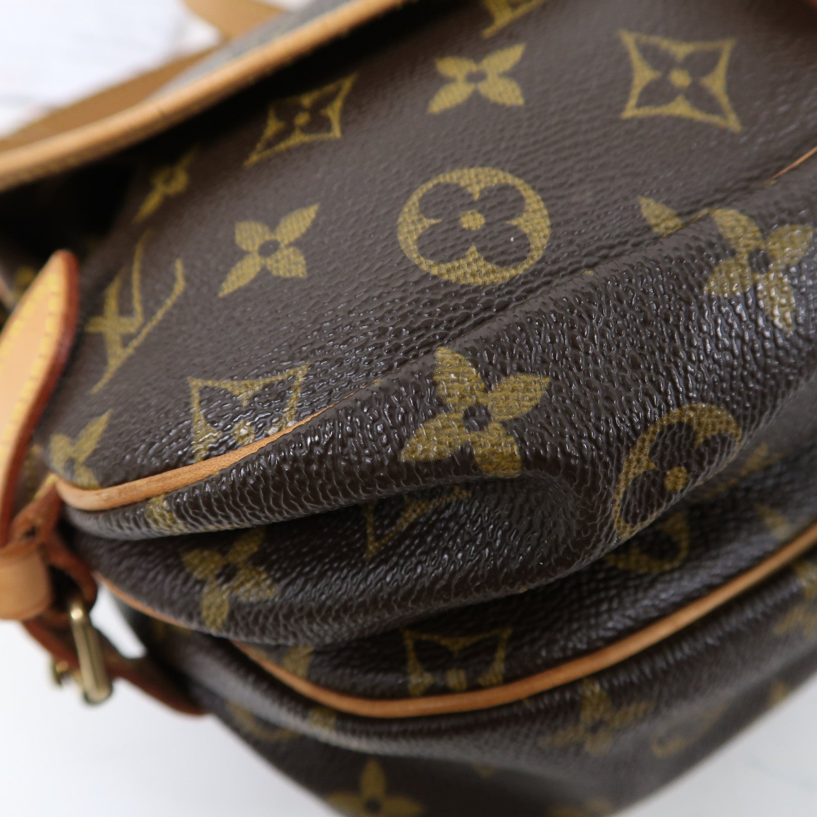 LOUIS VUITTON Monogram Saumur 30金扣肩背袋啡色