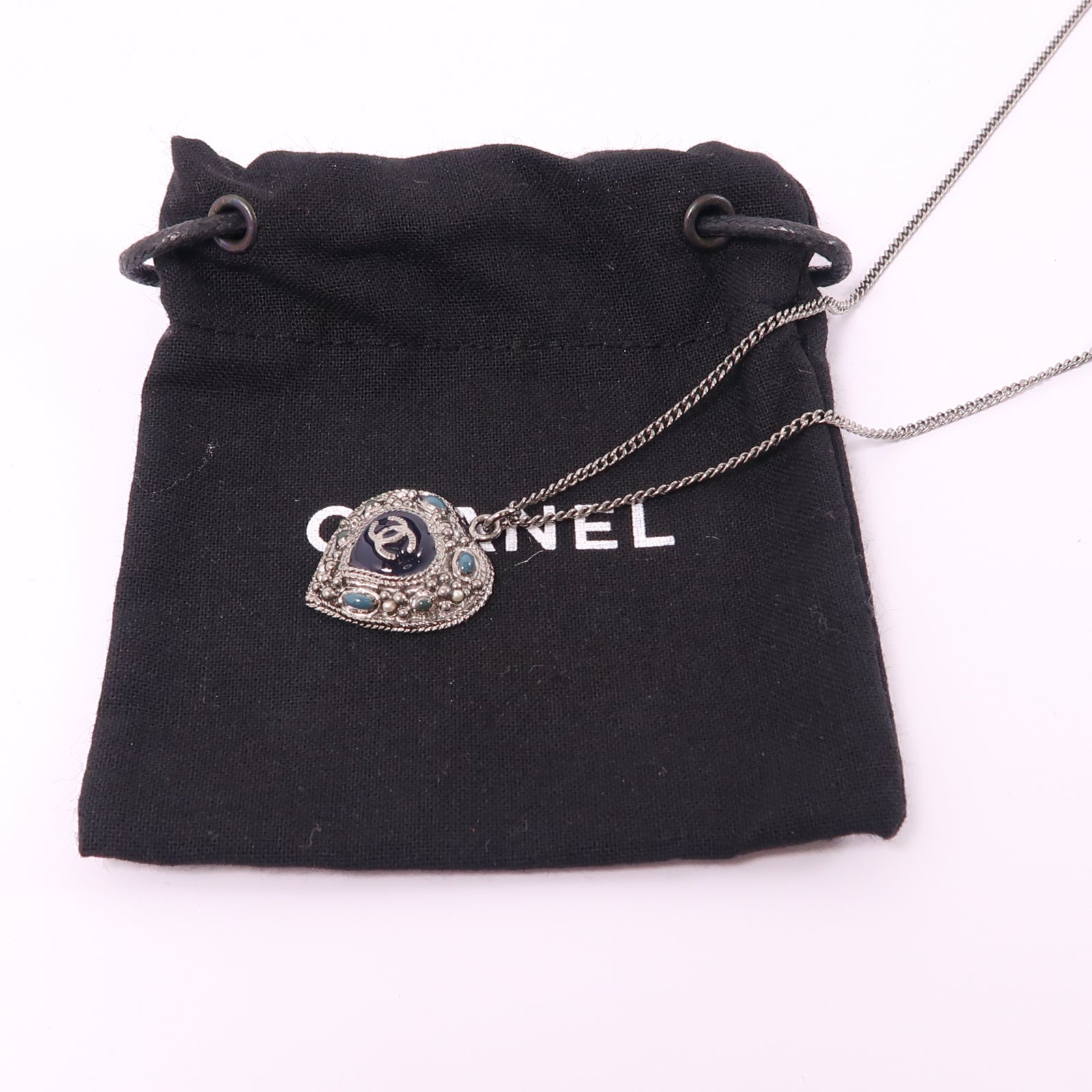 CHANEL 金屬Necklace項鍊銀色/黑色