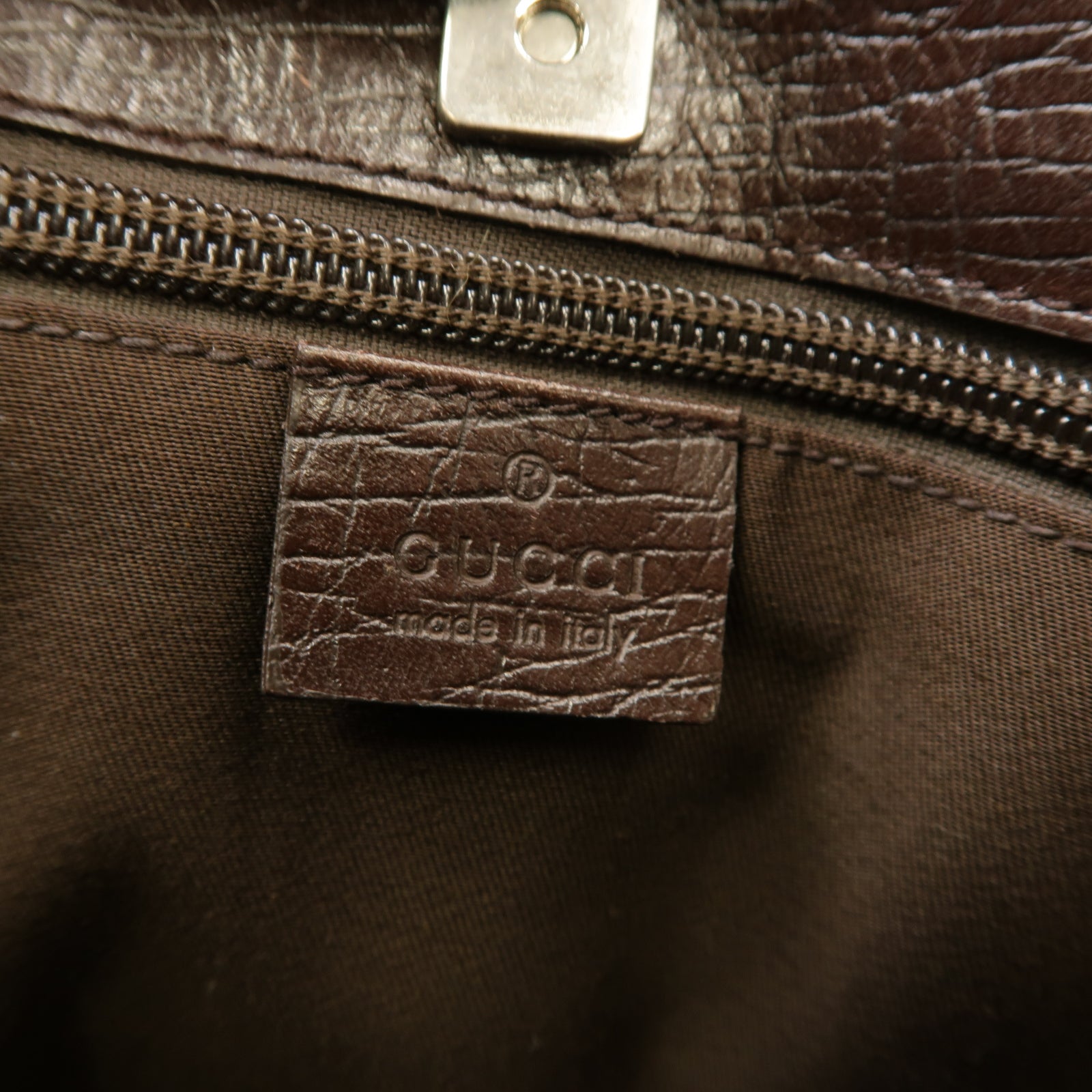 GUCCI 塗層帆布Shoulder Bag銀扣肩背袋卡其色