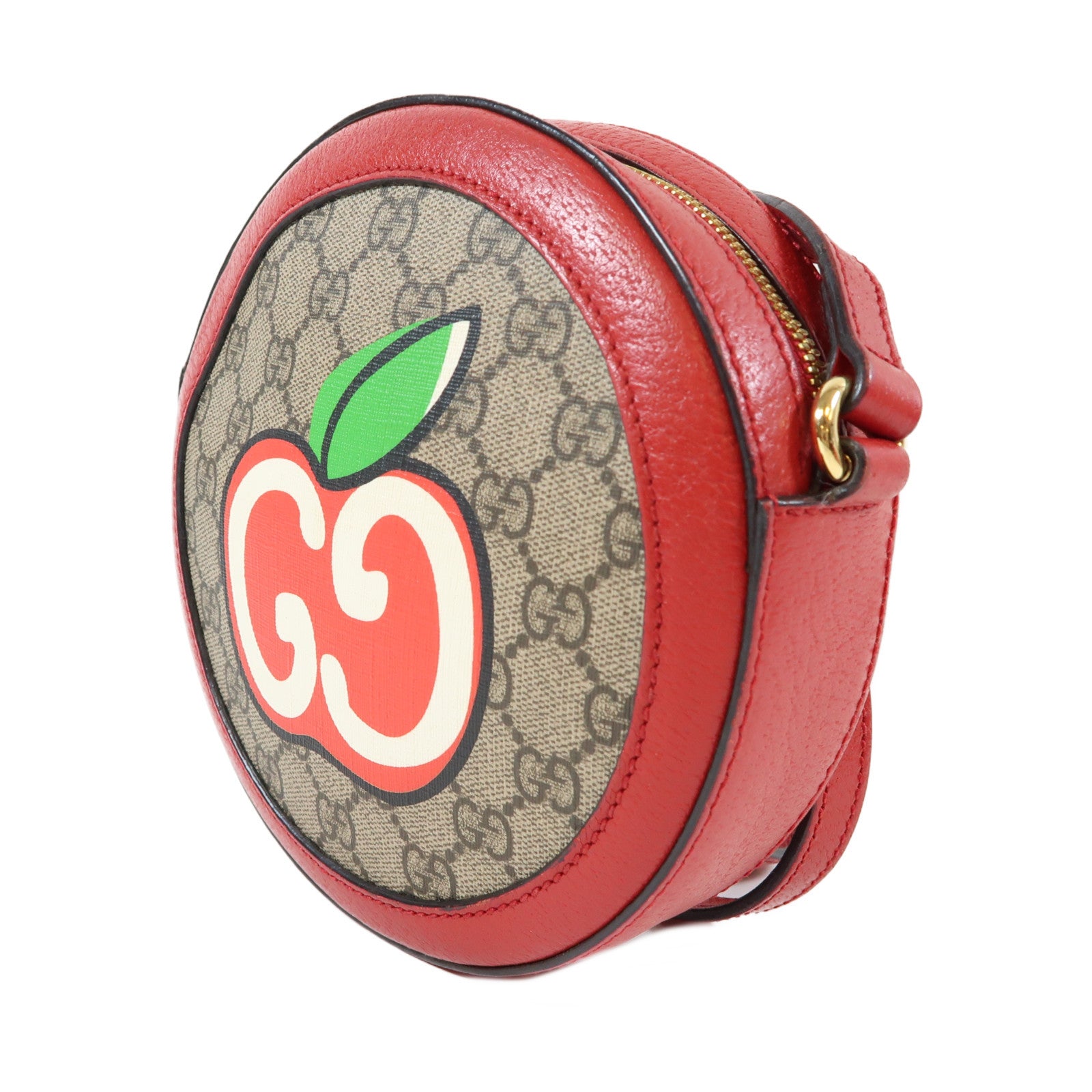 GUCCI 【激減優惠】塗層帆布Shoulder Bag金扣肩背袋啡色/紅色