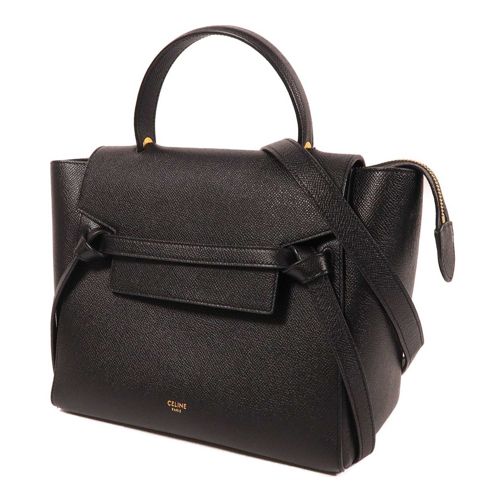 CELINE 牛皮皮革Micro Belt Bag金扣手挽肩背兩用袋黑色