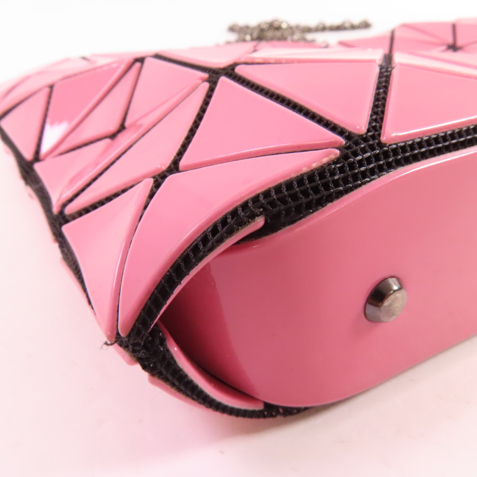 BAO BAO ISSEYMIYAKE PVC Shoulder Bag銀扣鏈帶肩背袋粉紅色