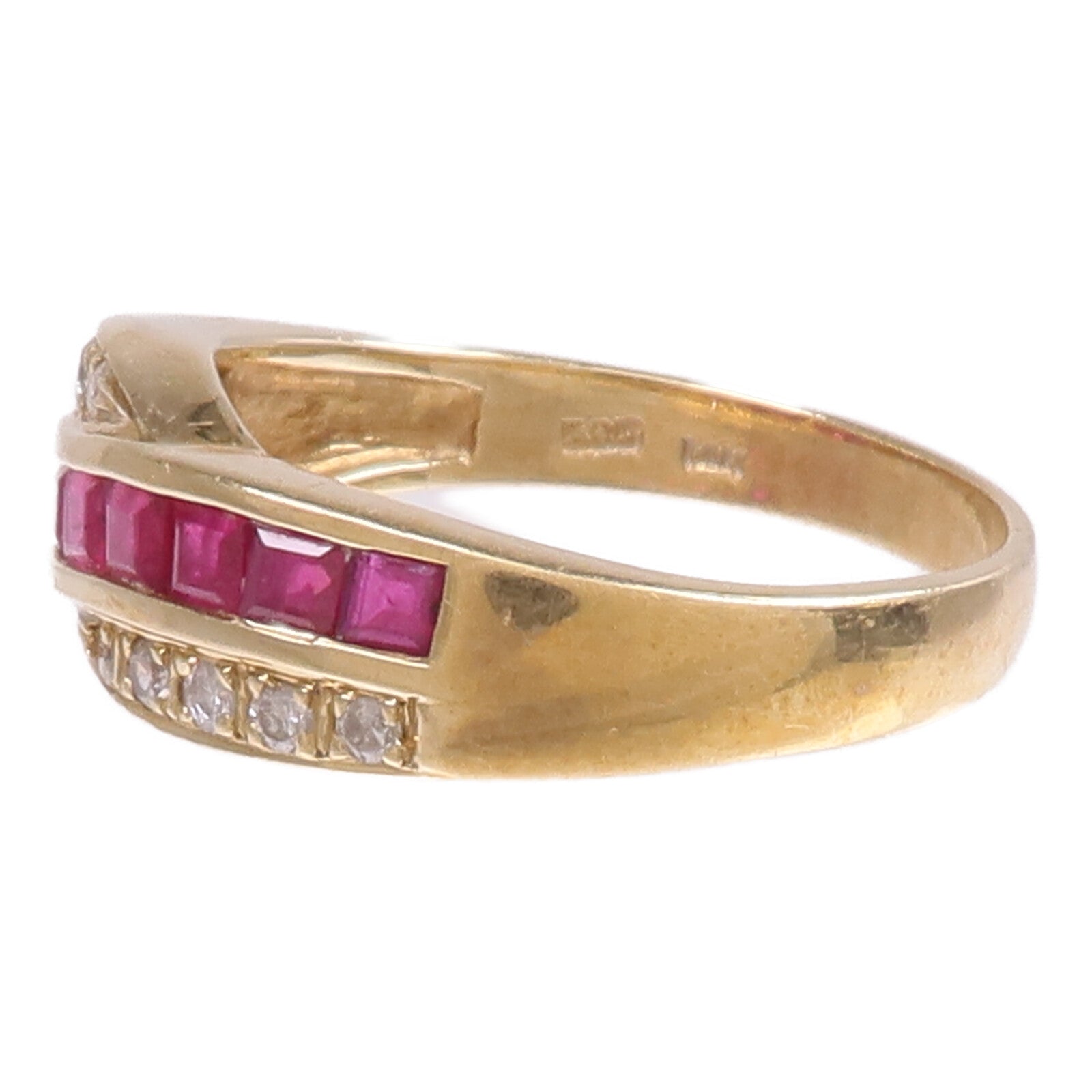 JEWELRY 14K黃金Ruby Diamond Ring紅寶石/鑽石戒指US#6.25