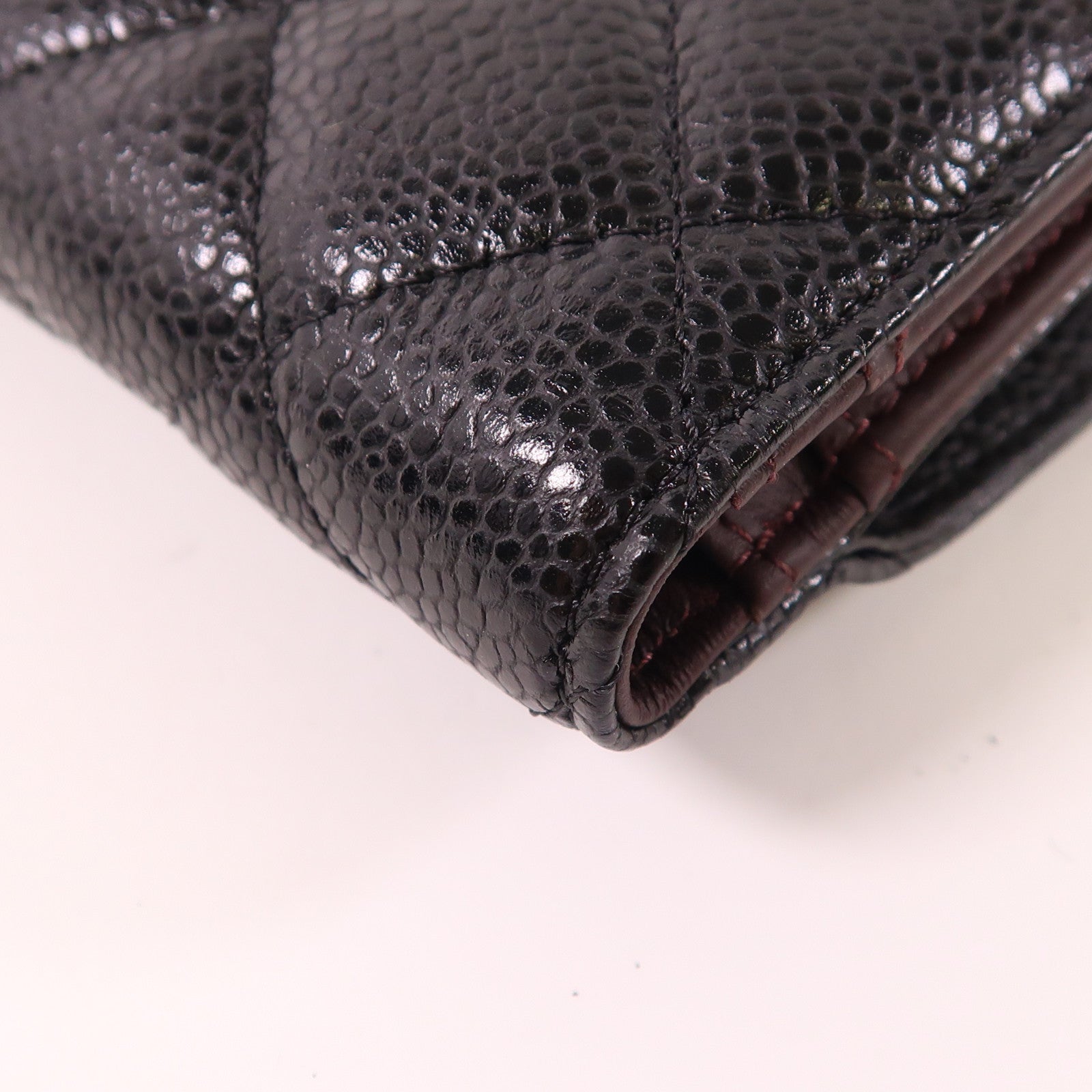 CHANEL 牛皮皮革Fold Wallet金扣錢包