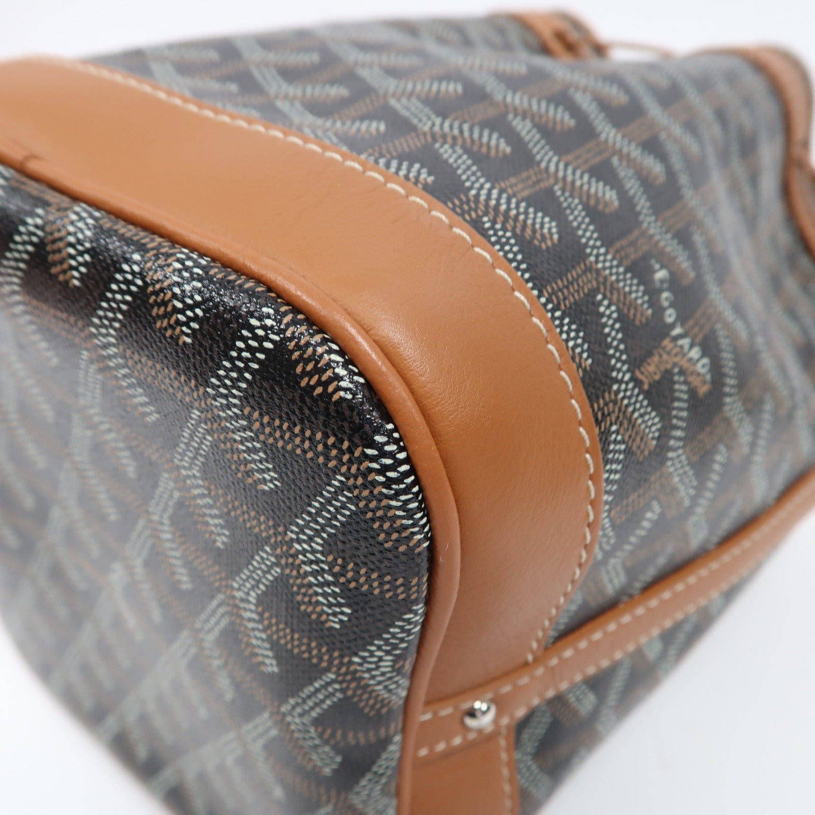 GOYARD 塗層帆布Petit Flot Bucket銀扣肩背袋黑色/啡色