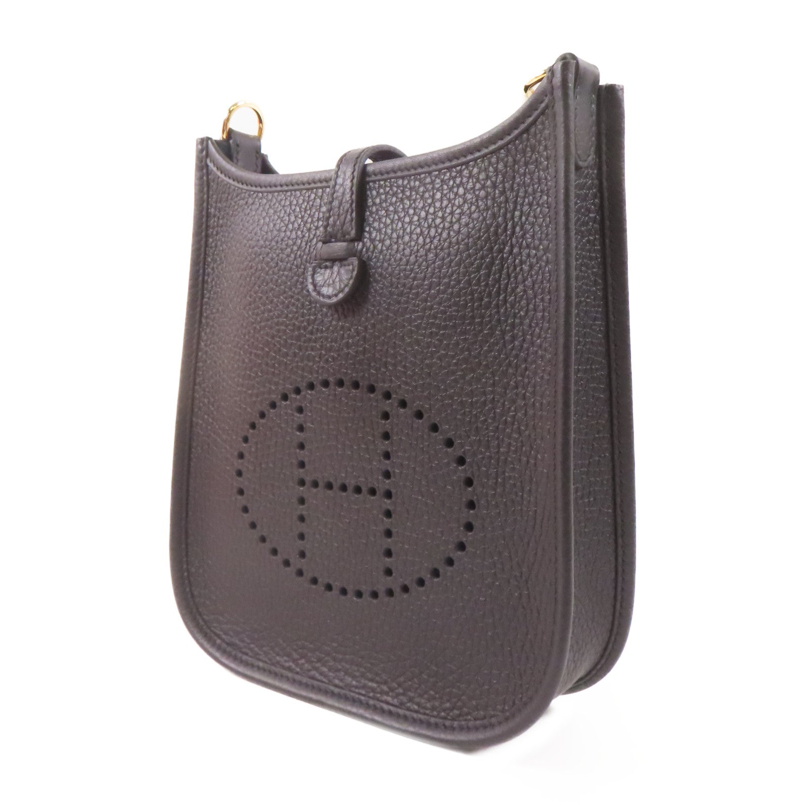 HERMES 【激減優惠】皮革Evelyne TPM金扣肩背袋黑色