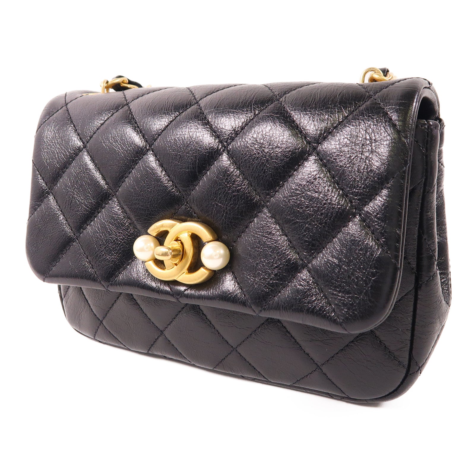 CHANEL 牛皮皮革Chain Shoulder Bag金扣鏈帶肩背袋