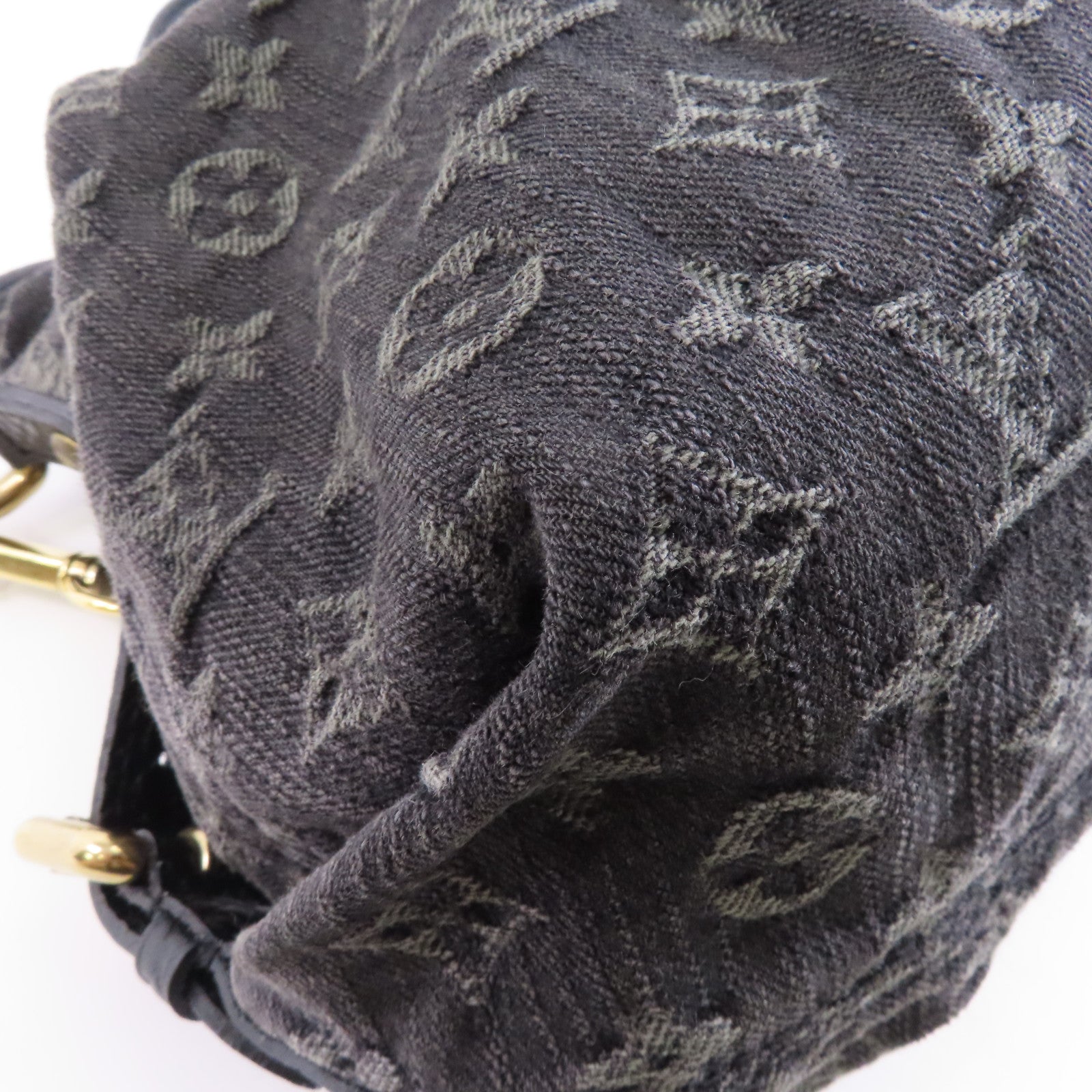 LOUIS VUITTON Monogram Denim Neo Cabby MM金扣手挽肩背兩用袋黑色