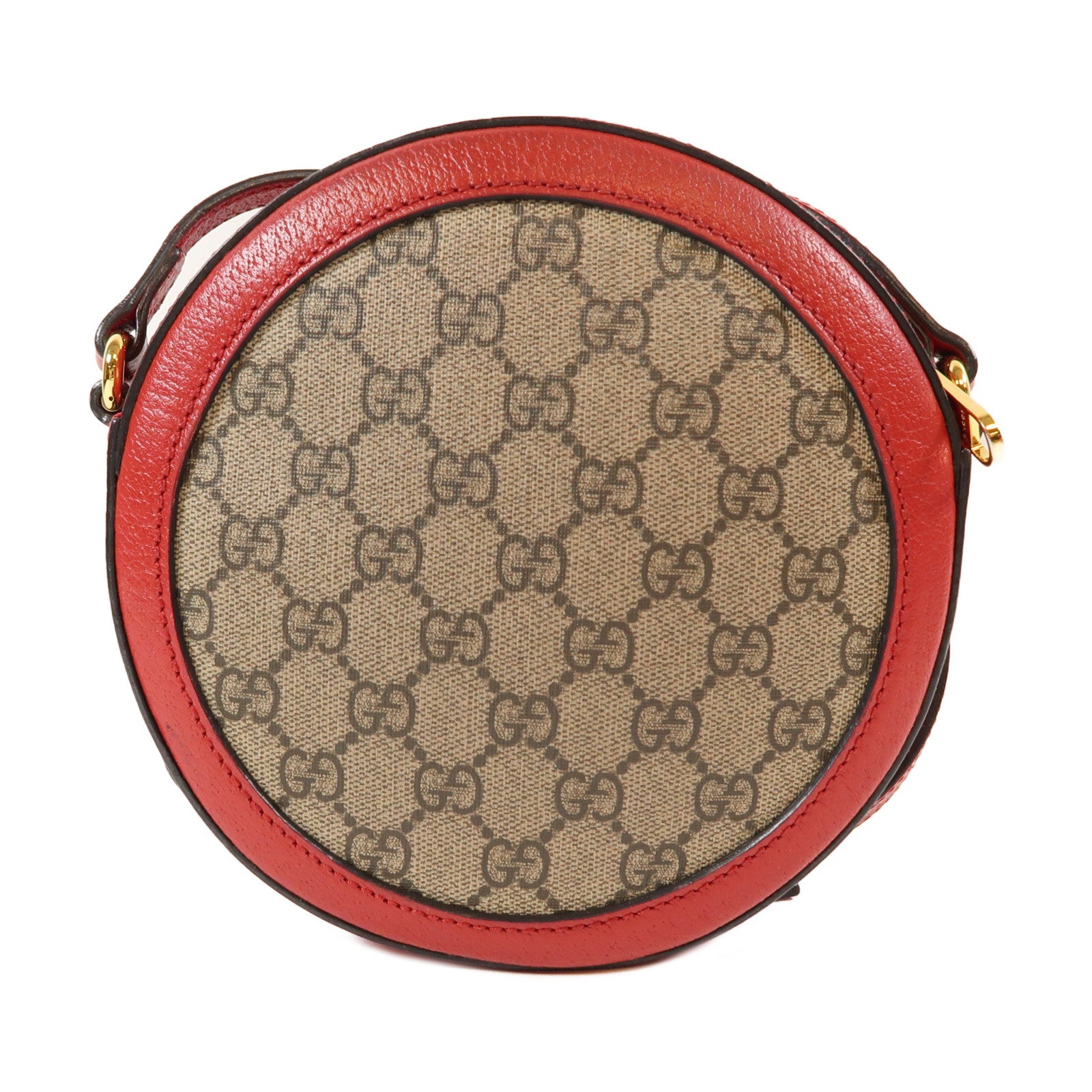 GUCCI 【激減優惠】塗層帆布Shoulder Bag金扣肩背袋啡色/紅色