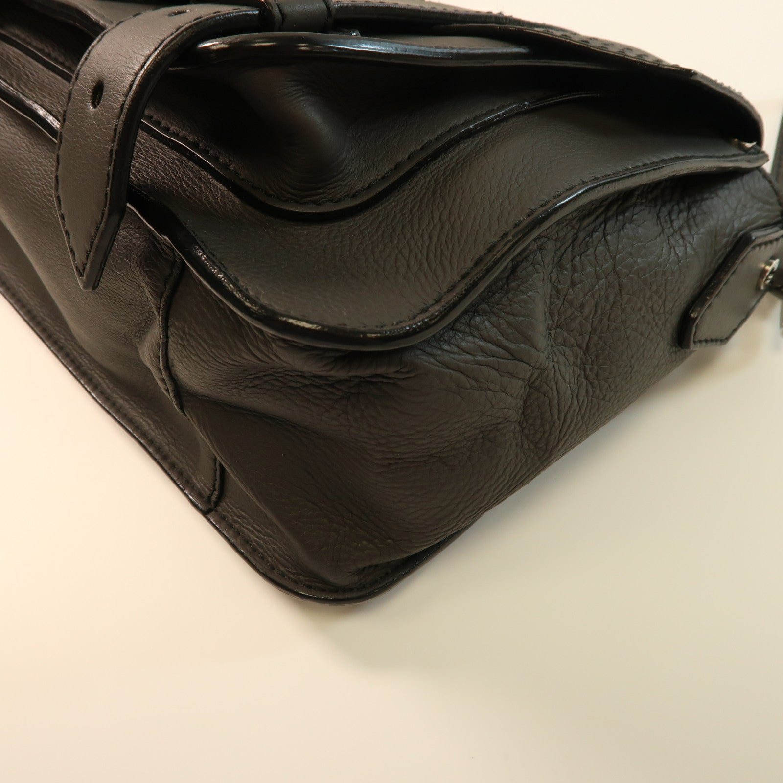 SELECTION 牛皮皮革Proenza Schoulder銀扣手挽肩背兩用袋灰色