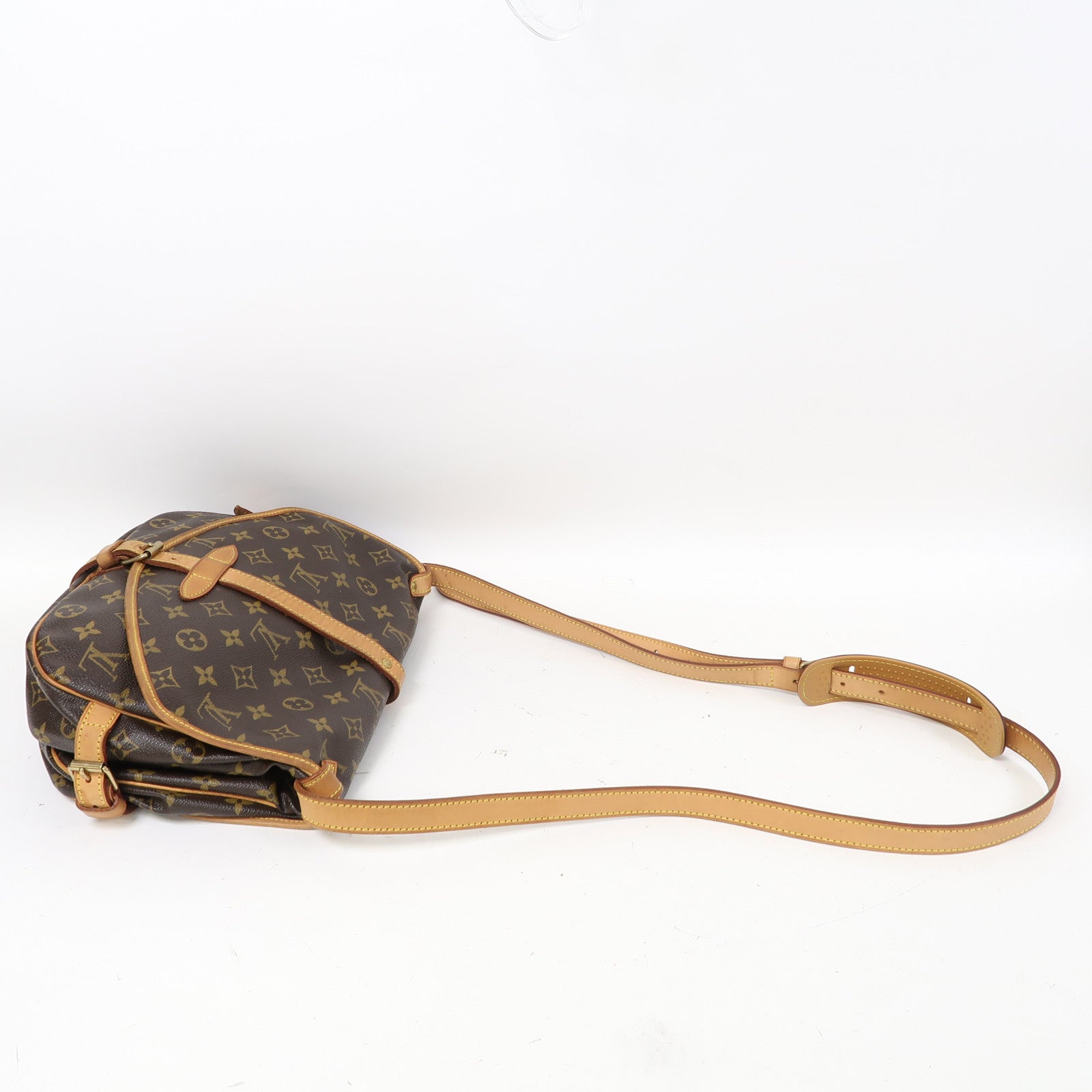 LOUIS VUITTON Monogram Saumur 30金扣肩背袋啡色