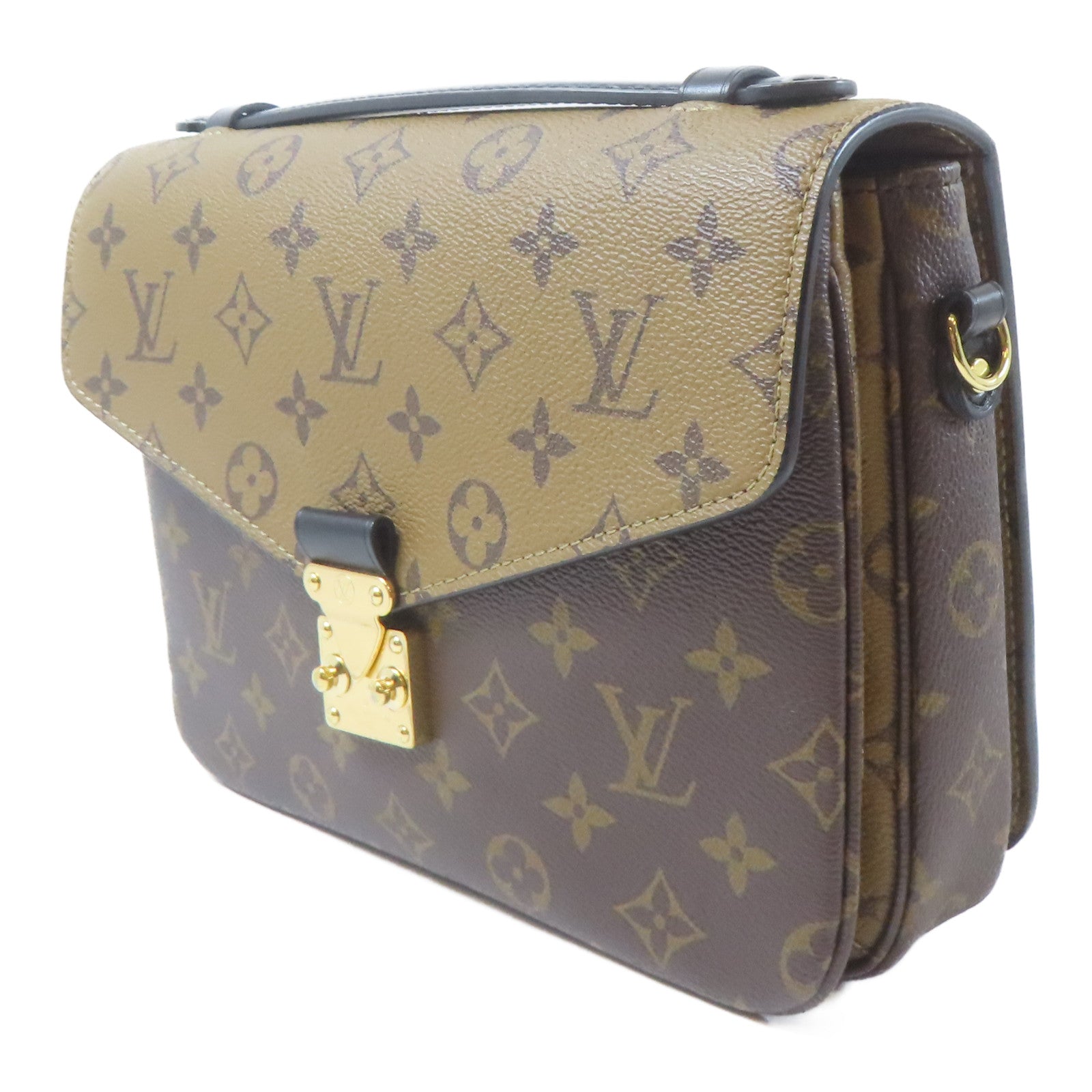 LOUIS VUITTON 【激減優惠】Monogram Reverse Pochette Métis金扣手挽肩背兩用袋啡色