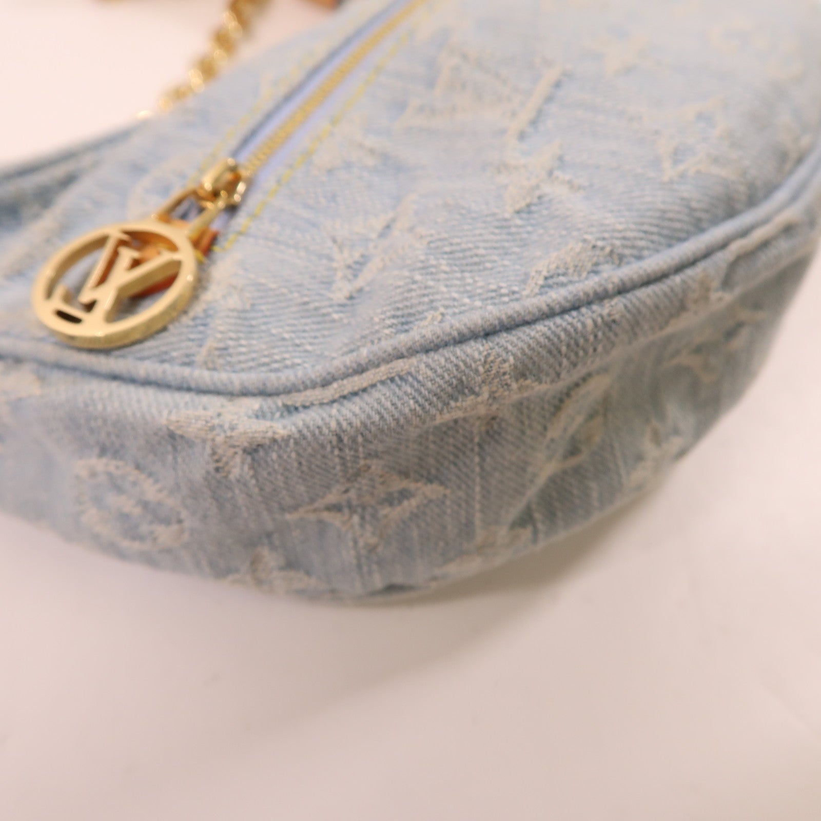 LOUIS VUITTON LV GHW Denim Loop Shoulder Bag M24846 Denim Blue