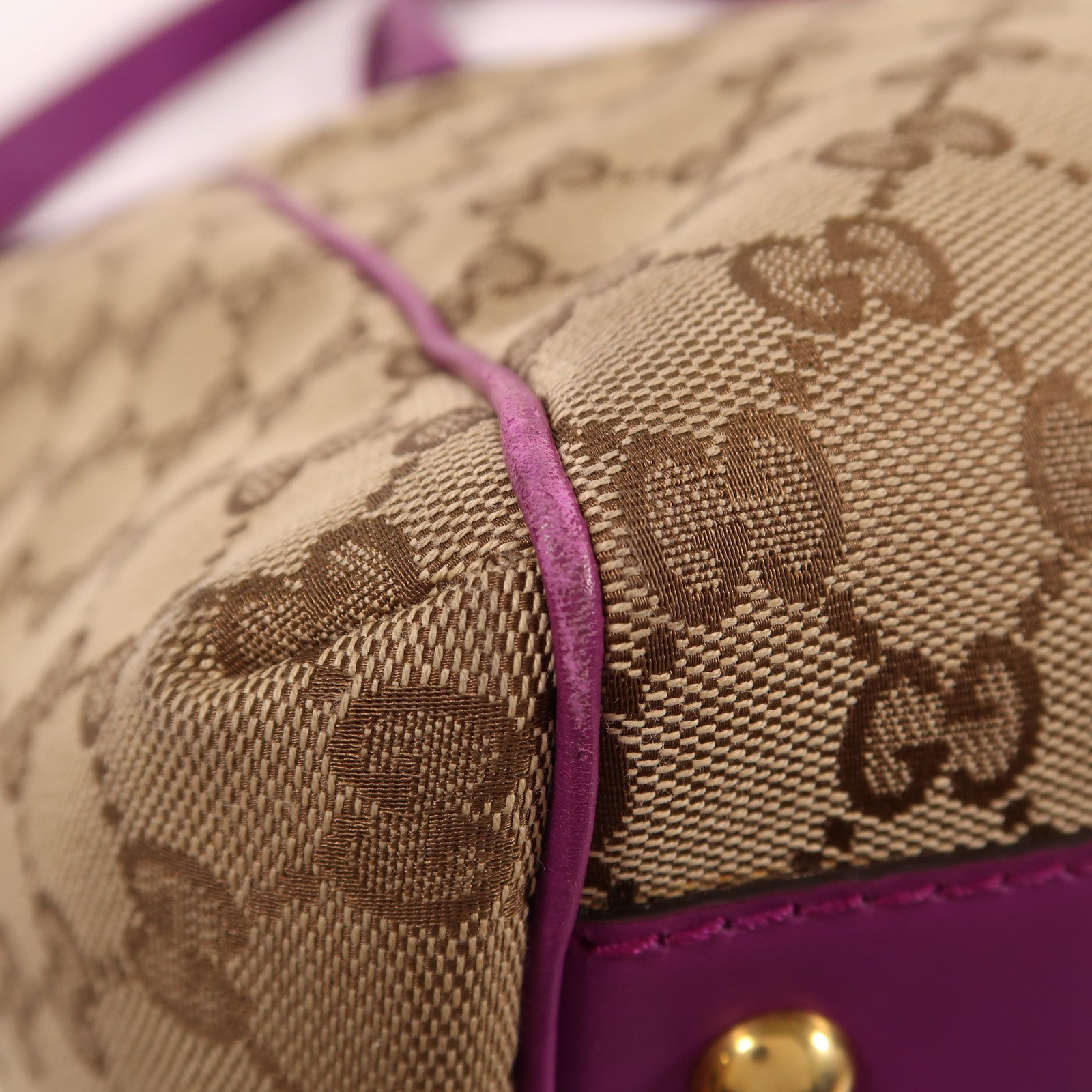 GUCCI 【激減優惠】GUCCI 帆布GG Canvas Scarlett金扣手挽肩背兩用袋紫色/啡色