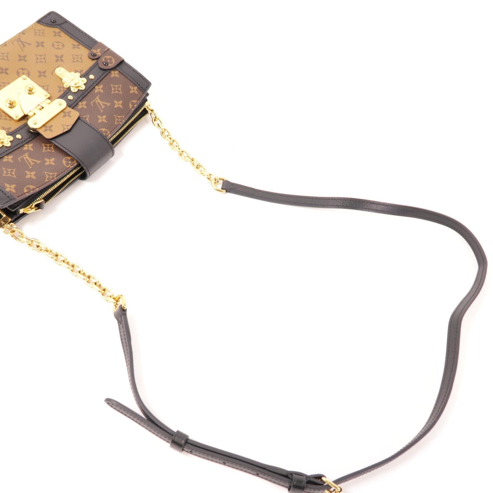 LOUIS VUITTON LV GHW Trunk Clutch Shoulder Bag M43596 Monogram Reverse Brown