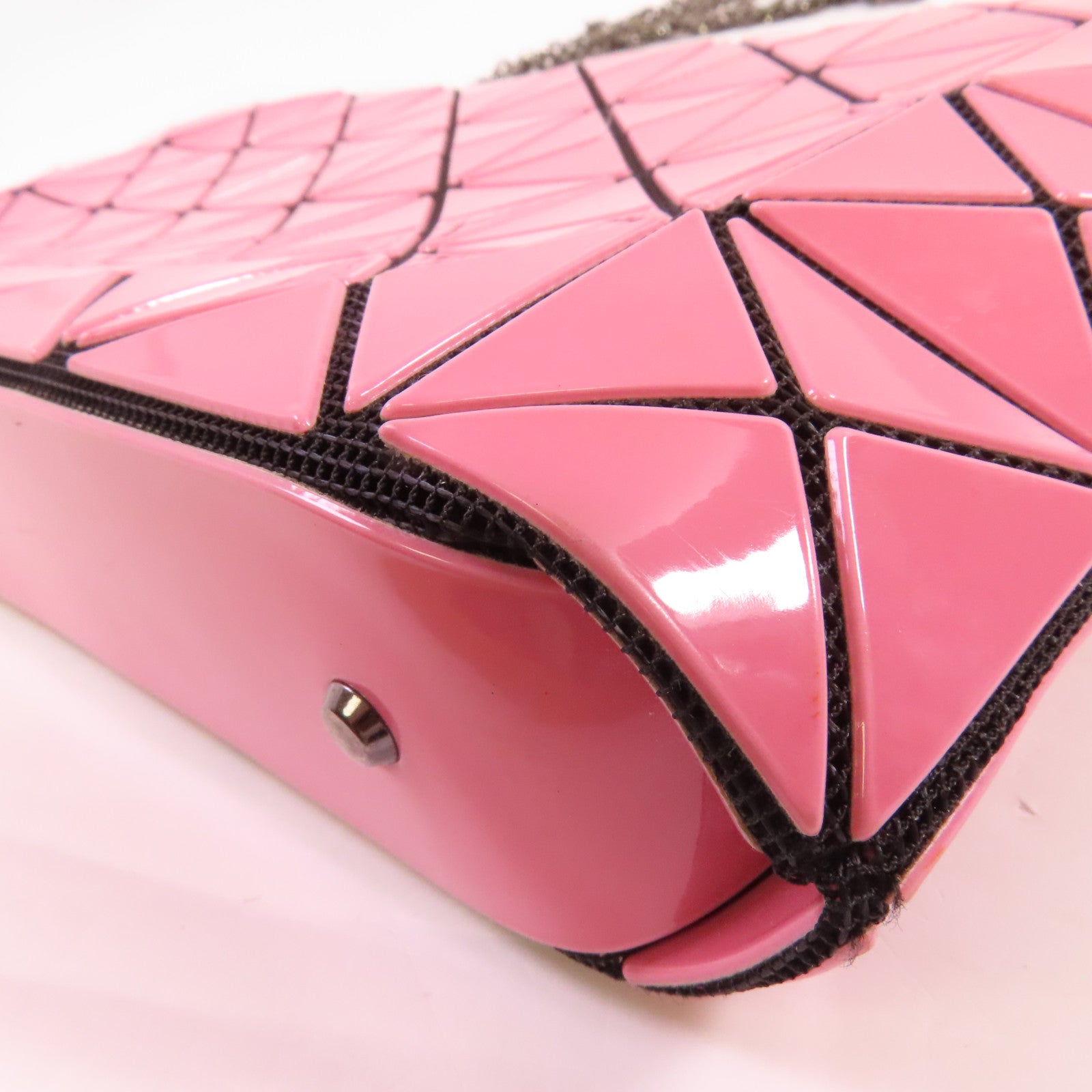 BAO BAO ISSEYMIYAKE PVC Shoulder Bag銀扣鏈帶肩背袋粉紅色