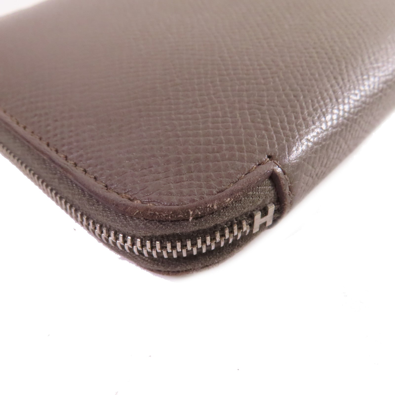 HERMES 【激減優惠】Epsom皮革Azap Classic Zipper Long Wallet銀扣拉鏈長錢包灰色
