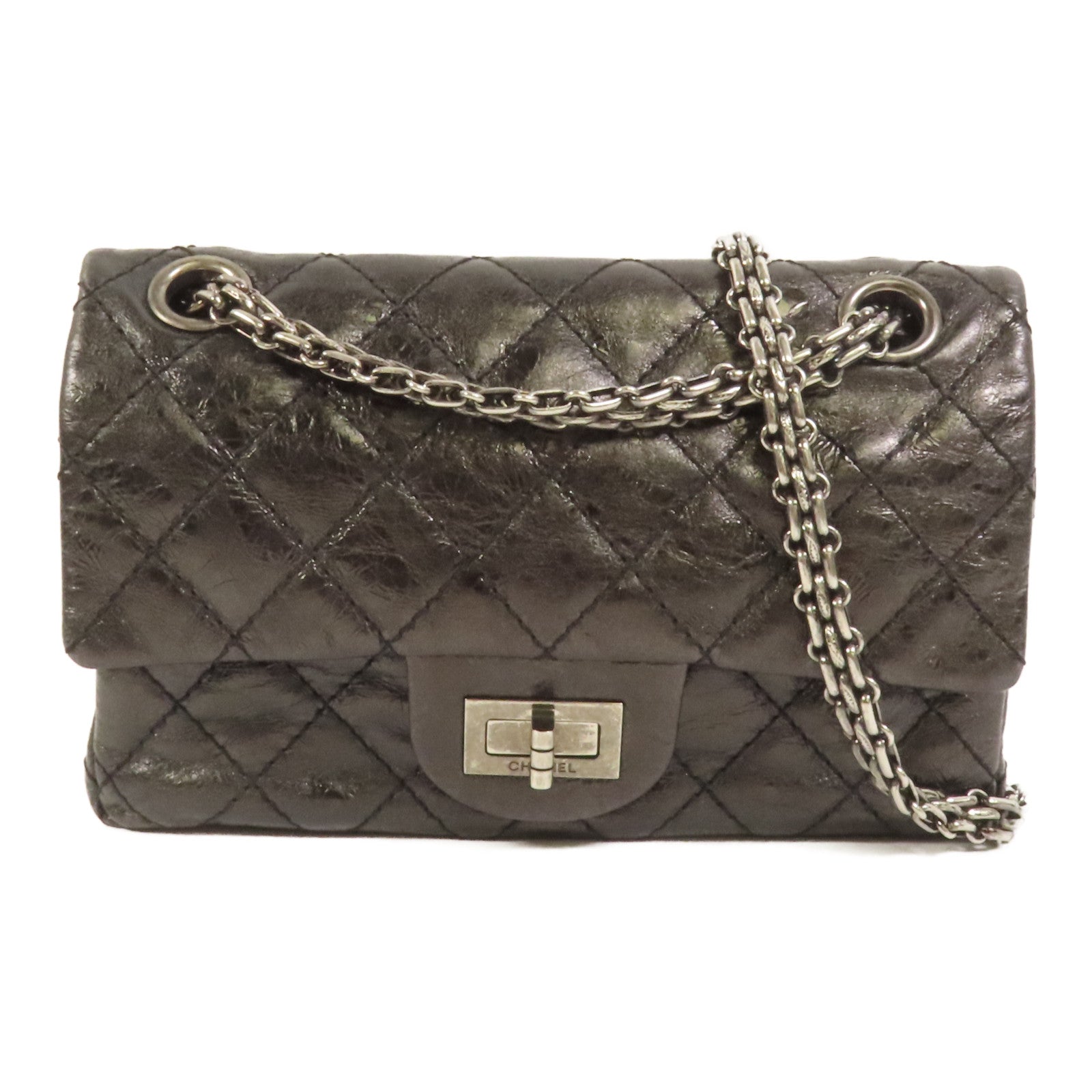 CHANEL 牛皮皮革2.55 20cm鏈帶肩背袋