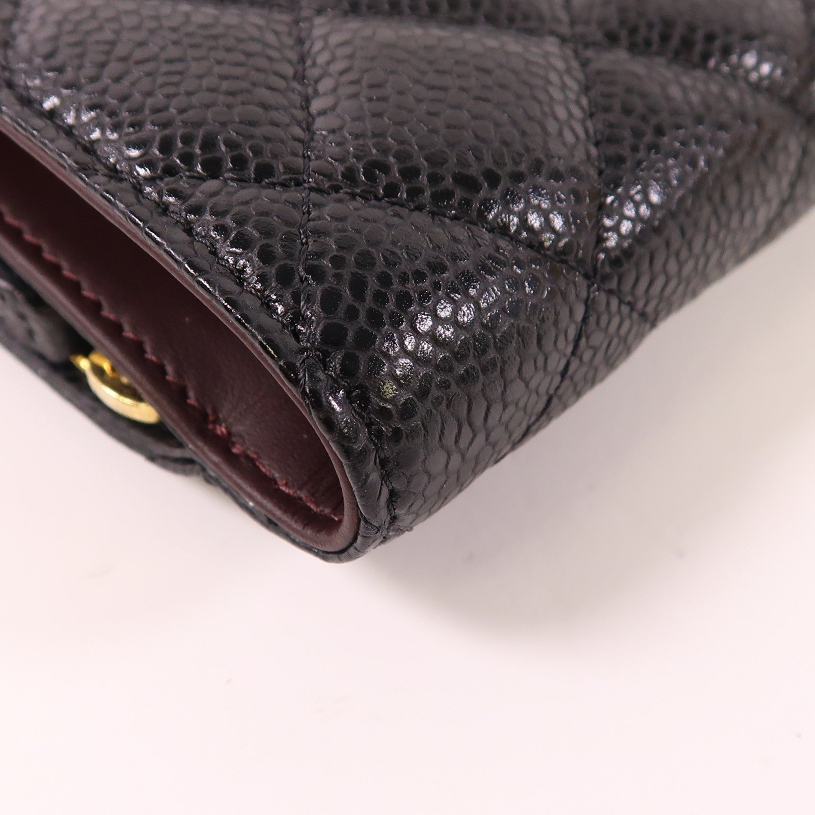 CHANEL 牛皮皮革Fold Wallet金扣錢包