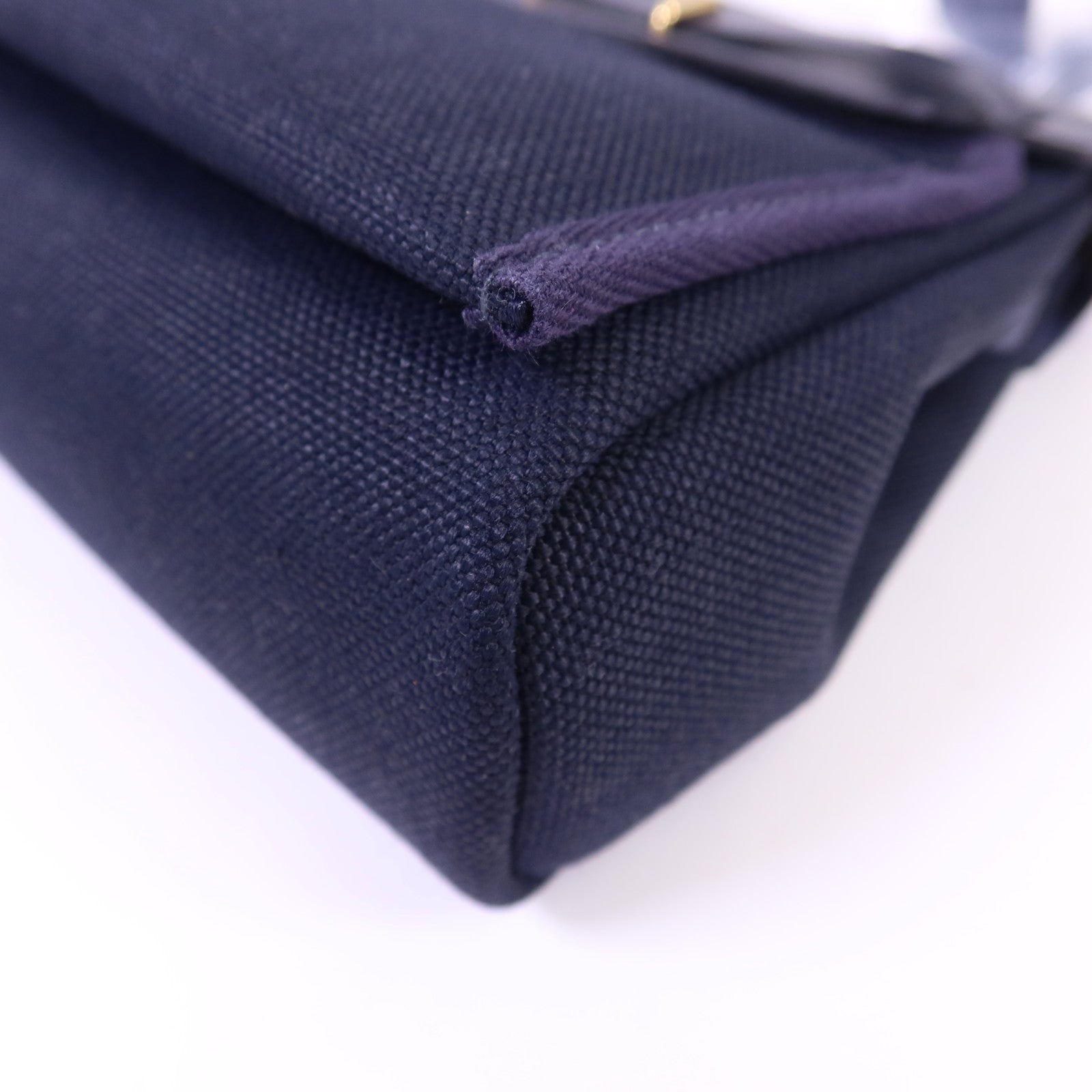 HERMES Toile H帆布Mini Herbag金扣肩背袋Bleu Indigo
