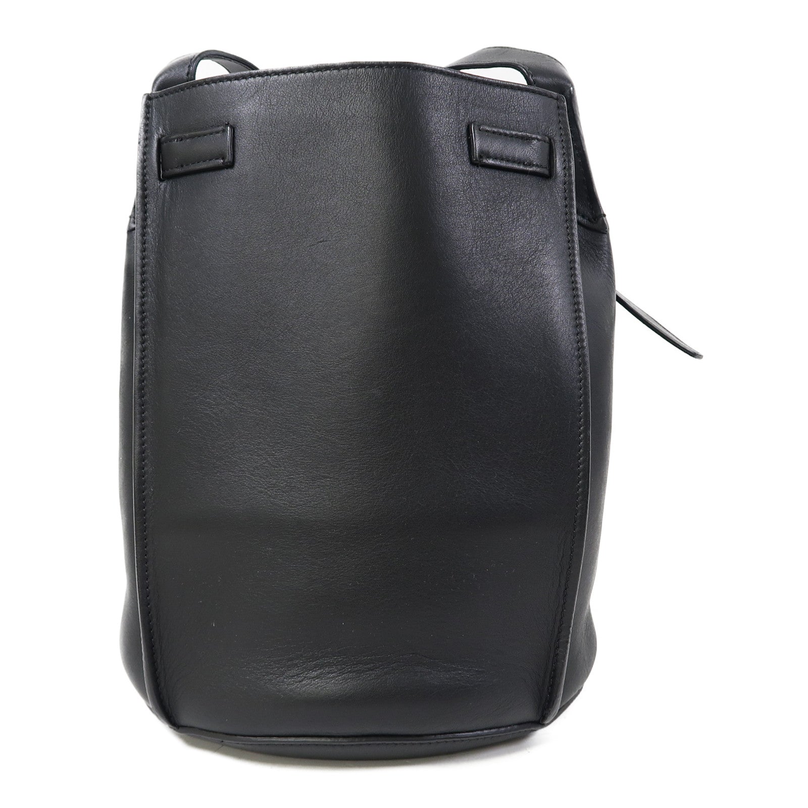 CELINE 牛皮皮革Big Bag Bucket銀扣肩背袋黑色