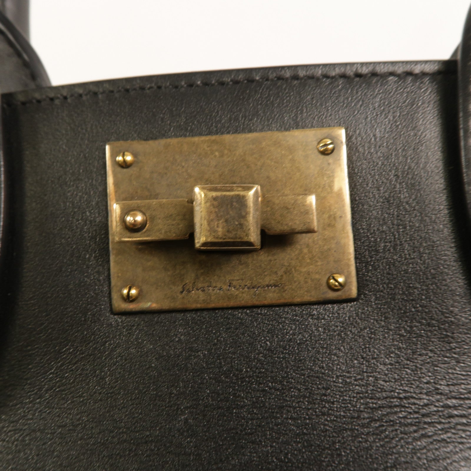 Salvatore Ferragamo 帆布/牛皮皮革Studio手挽肩背兩用袋