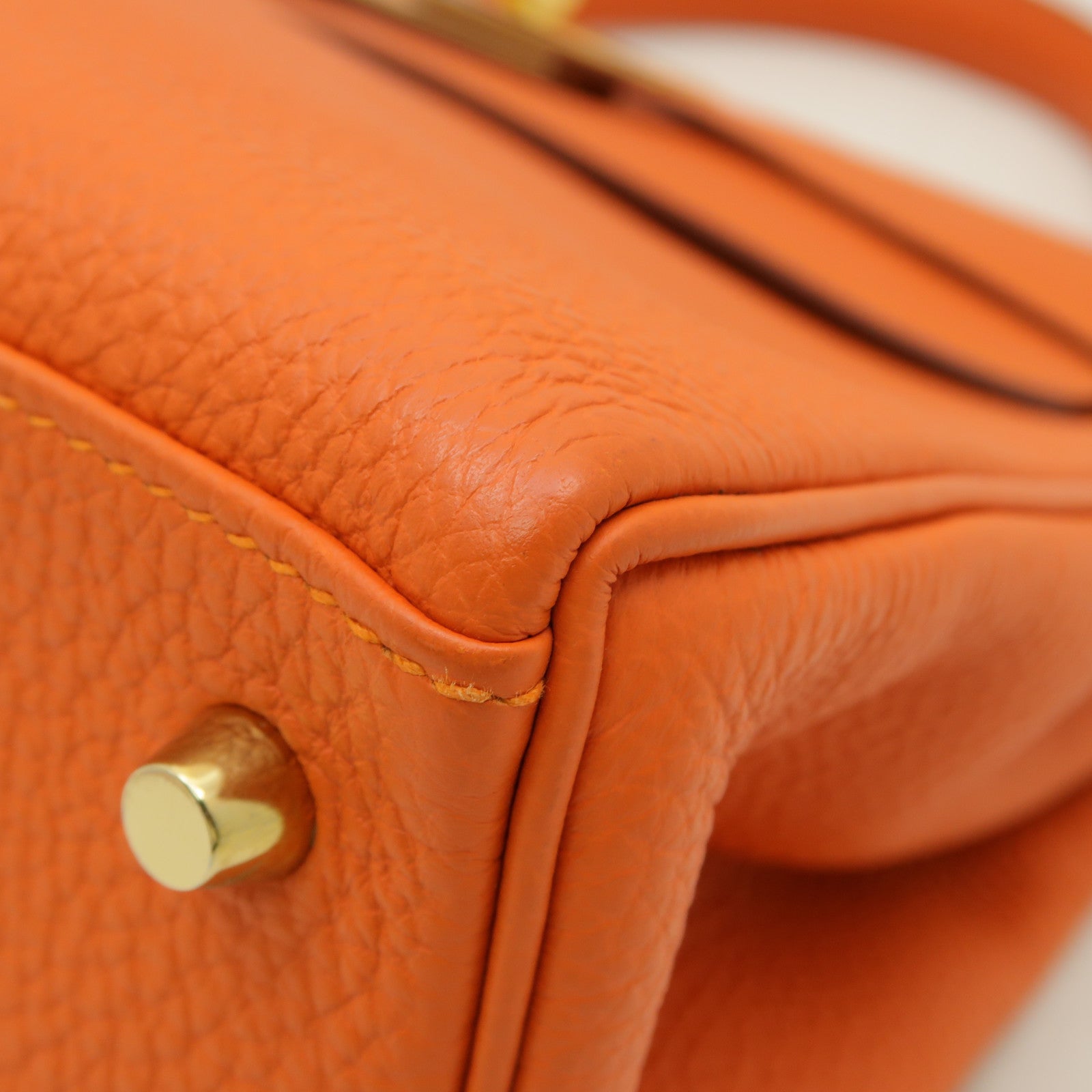 HERMES 【激減優惠】Togo皮革Kelly 28金扣手挽肩背兩用袋Feu火焰橘色