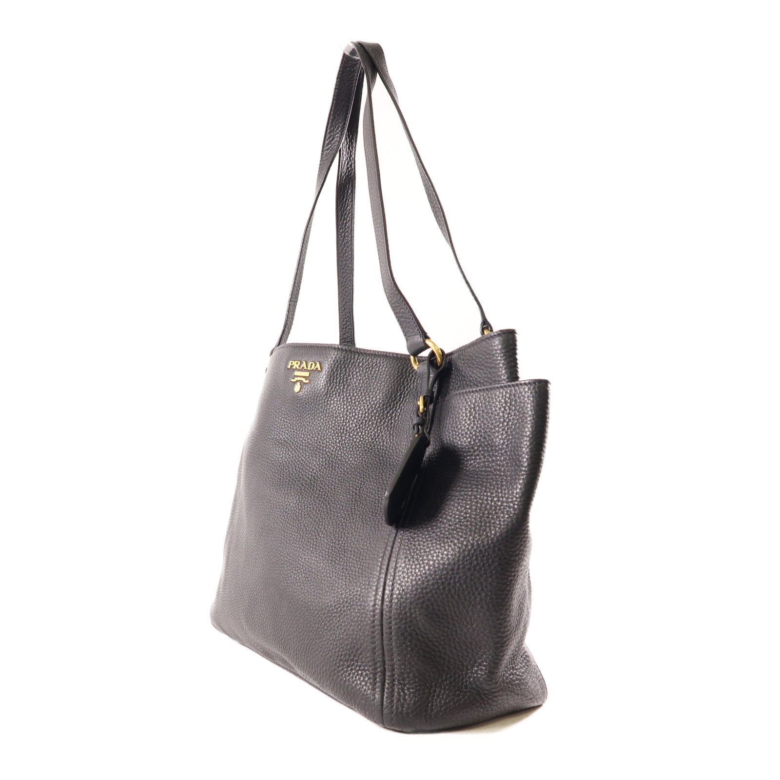 PRADA 牛皮皮革Shoulder Bag金扣肩背袋黑色