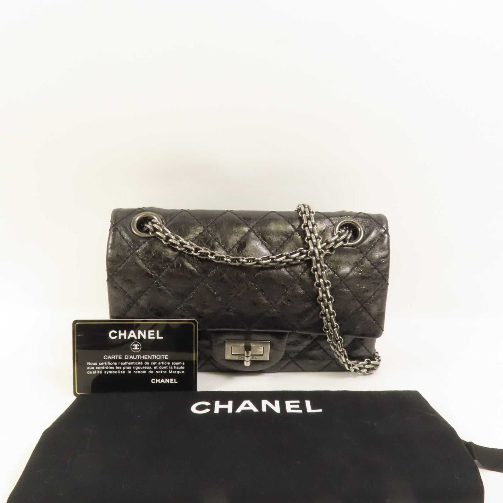 CHANEL 牛皮皮革2.55 20cm鏈帶肩背袋