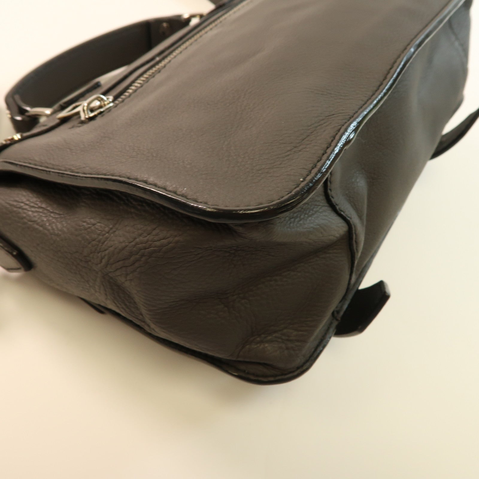 SELECTION 牛皮皮革Proenza Schoulder銀扣手挽肩背兩用袋灰色